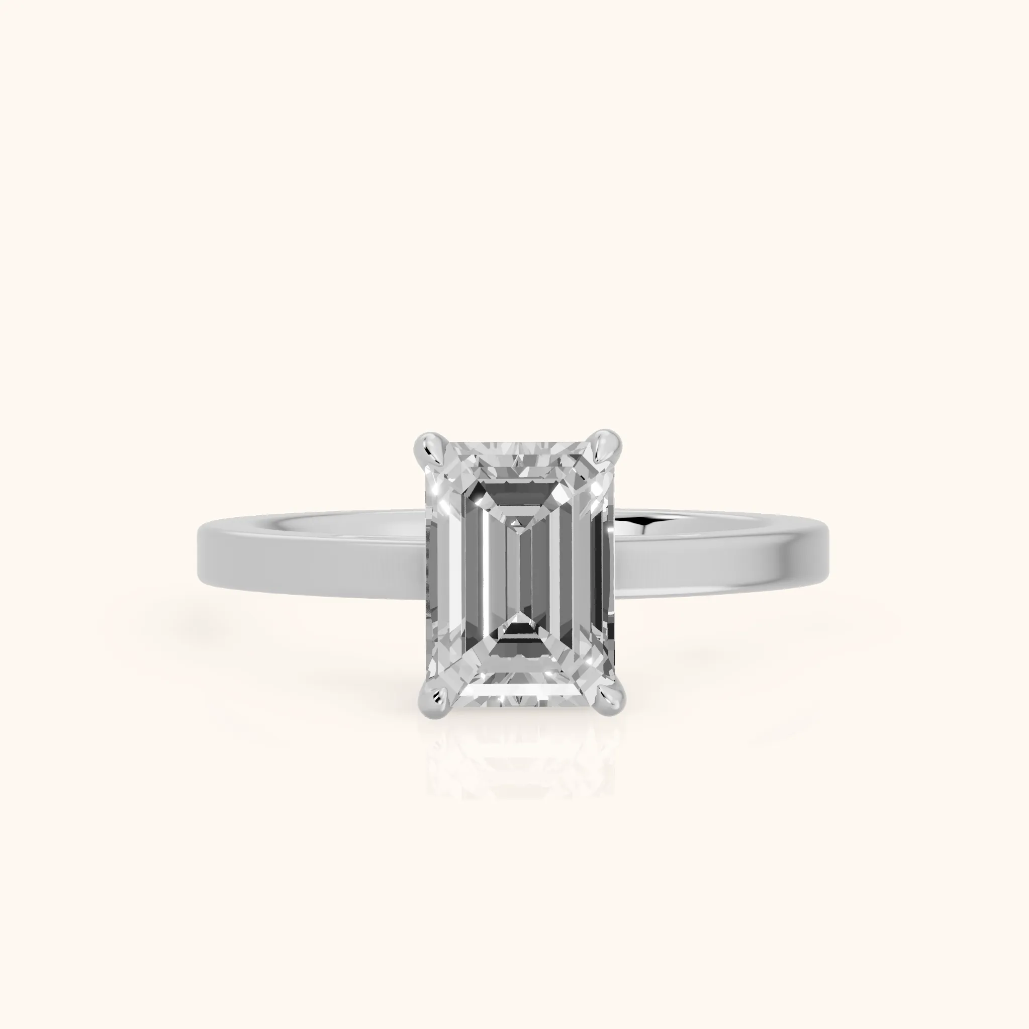 Kaia Solitaire Emerald Diamond Ring in Silver — view 1