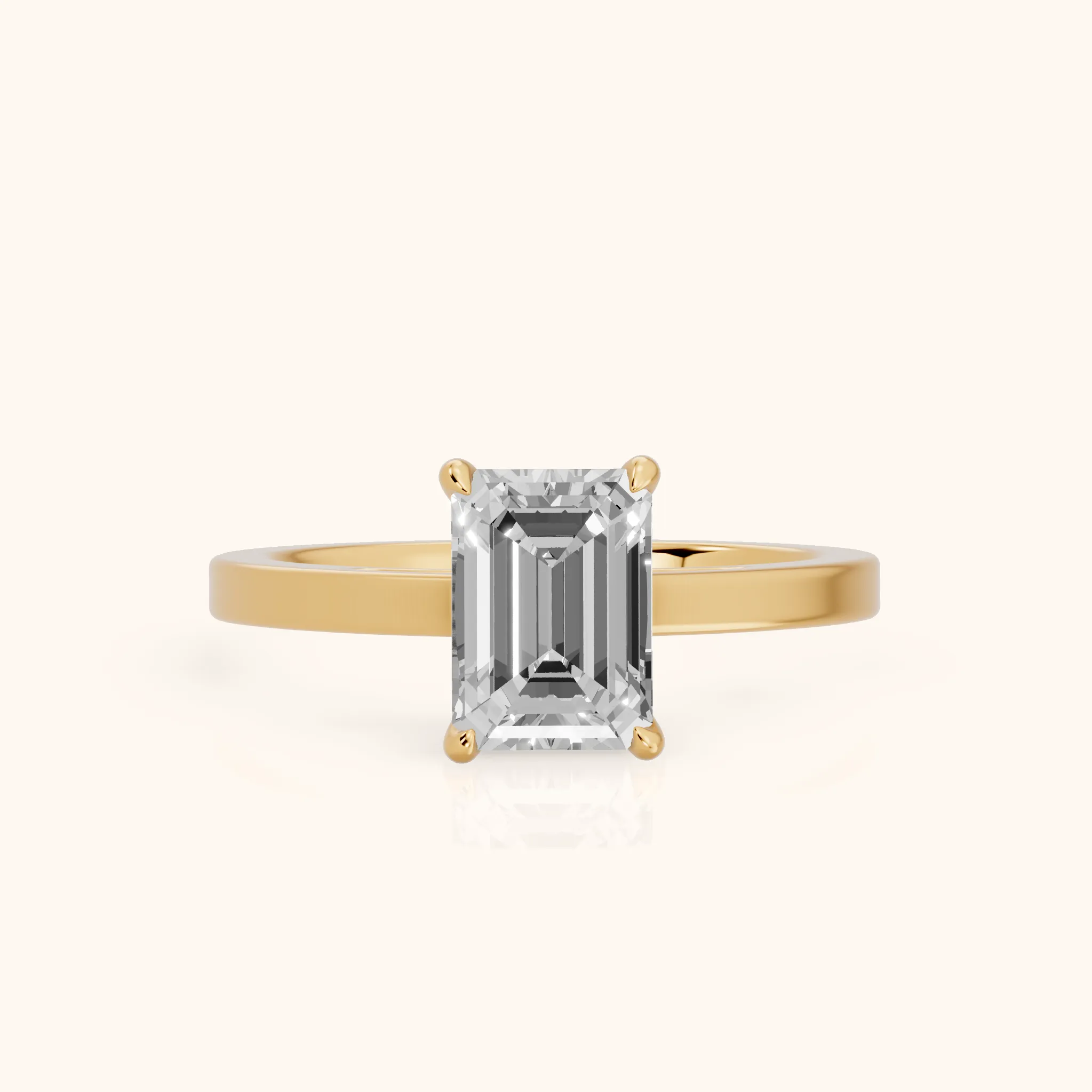 Kaia Solitaire Emerald Diamond Ring in Yellow Gold — view 1