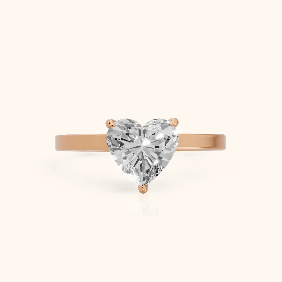 Kaia Solitaire Heart Diamond Ring in Rose Gold — view 2