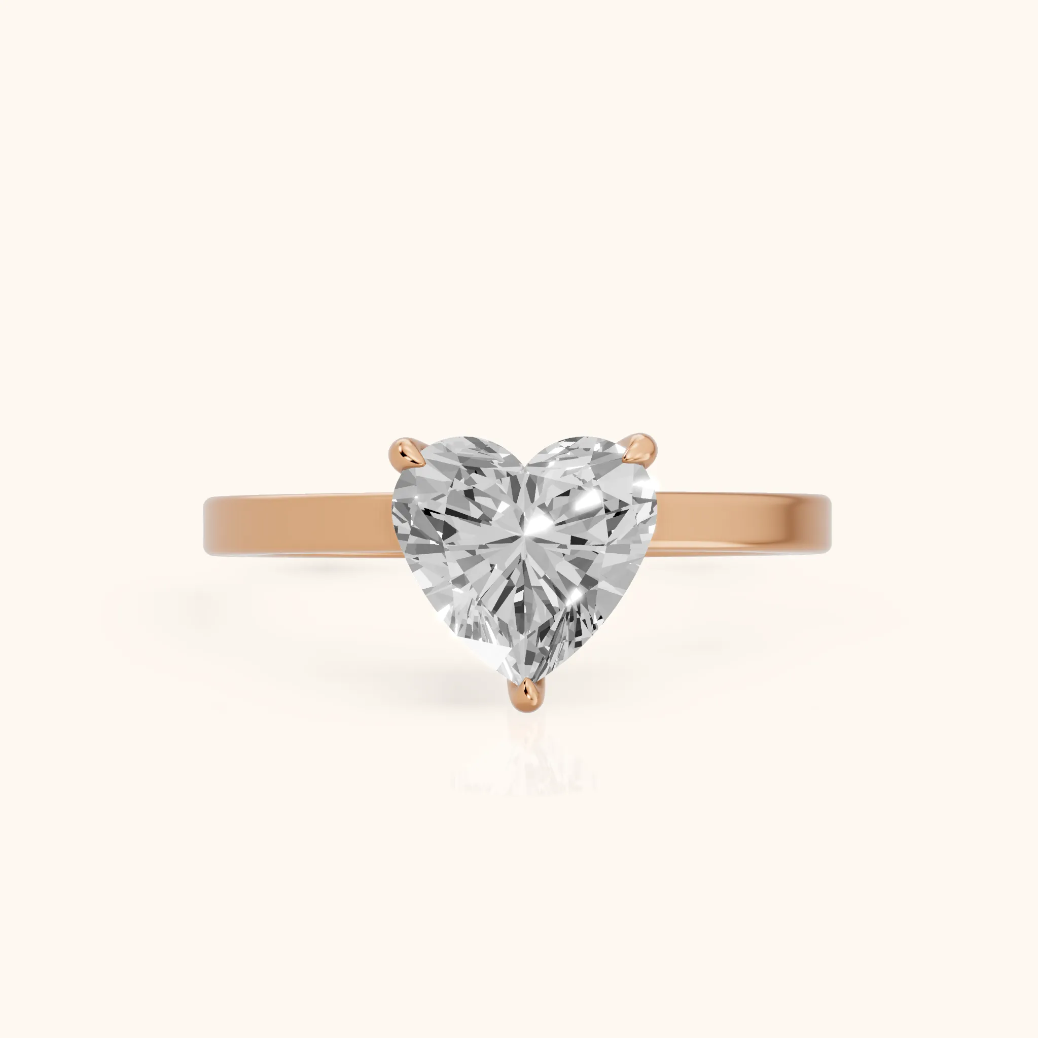 Kaia Solitaire Heart Diamond Ring in Rose Gold — view 1