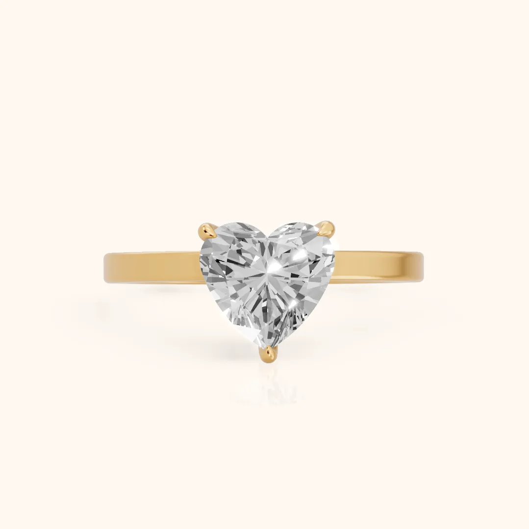 Kaia Solitaire Heart Diamond Ring in Yellow Gold — view 2