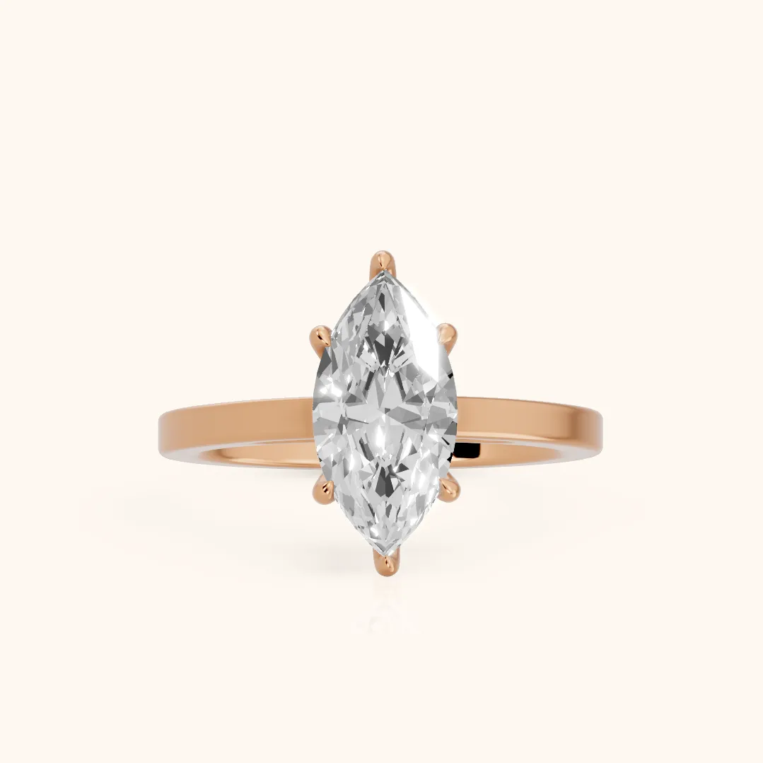 Kaia Solitaire Marquise Diamond Ring in Rose Gold — view 2