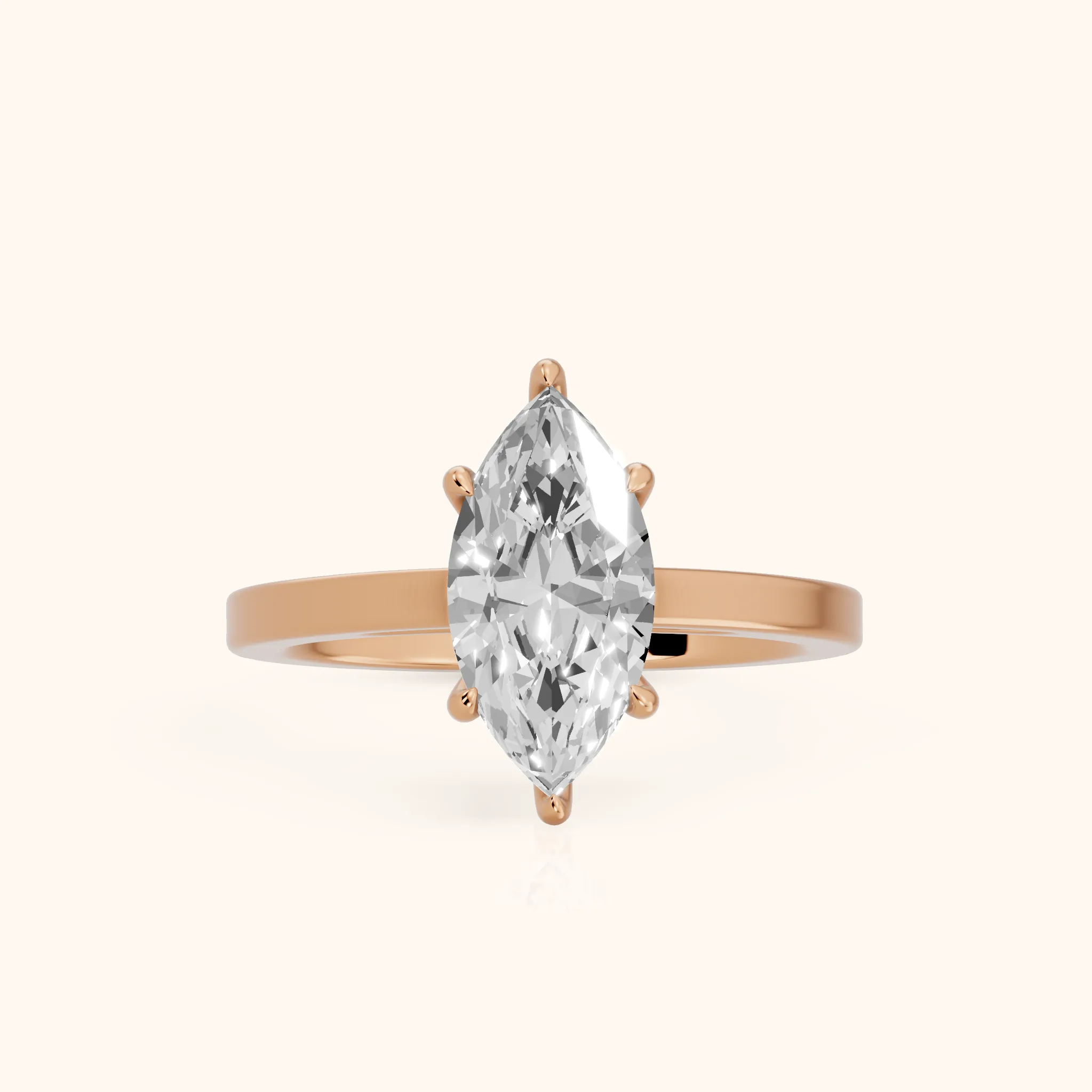 Kaia Solitaire Marquise Diamond Ring in Rose Gold — view 1