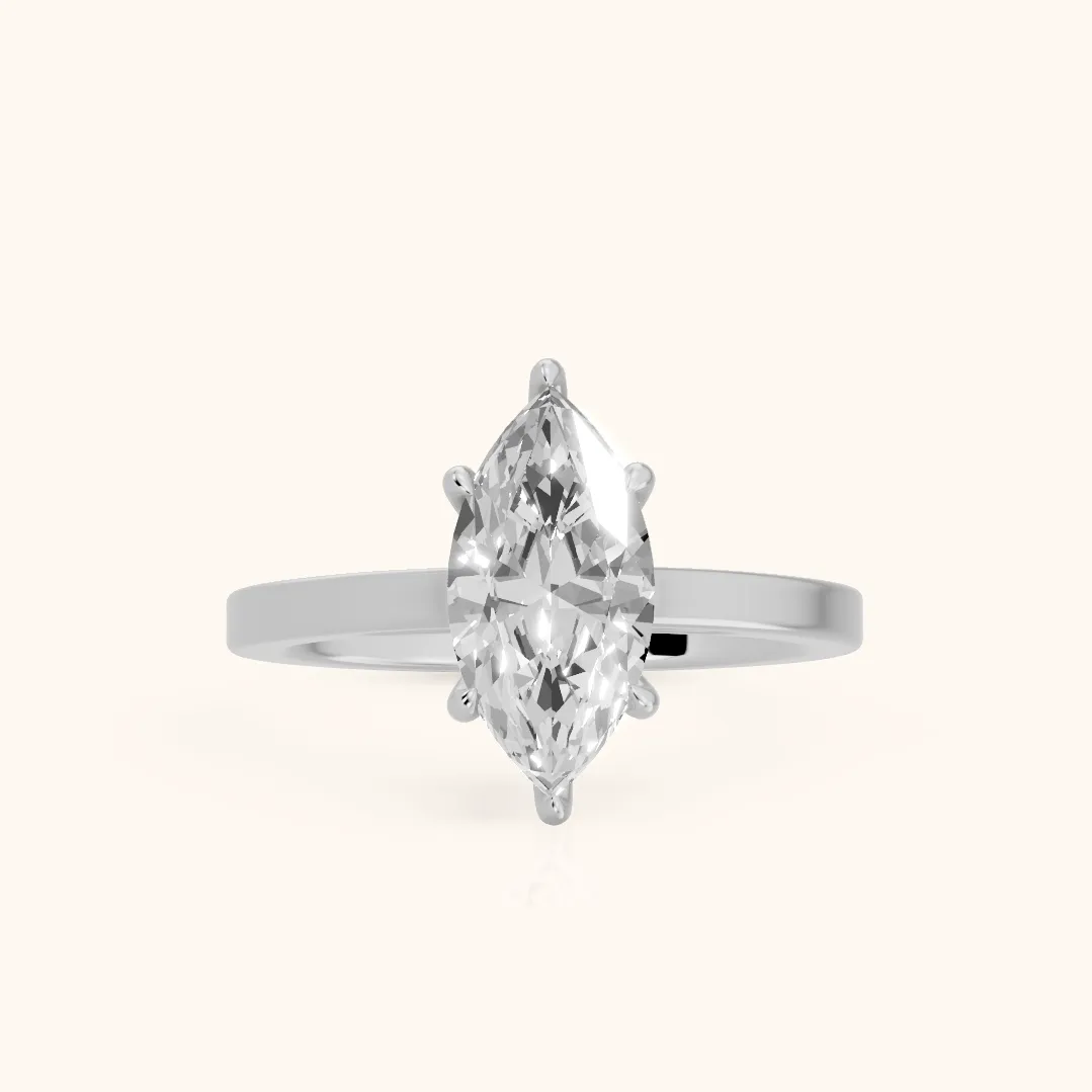 Kaia Solitaire Marquise Diamond Ring in Silver — view 2