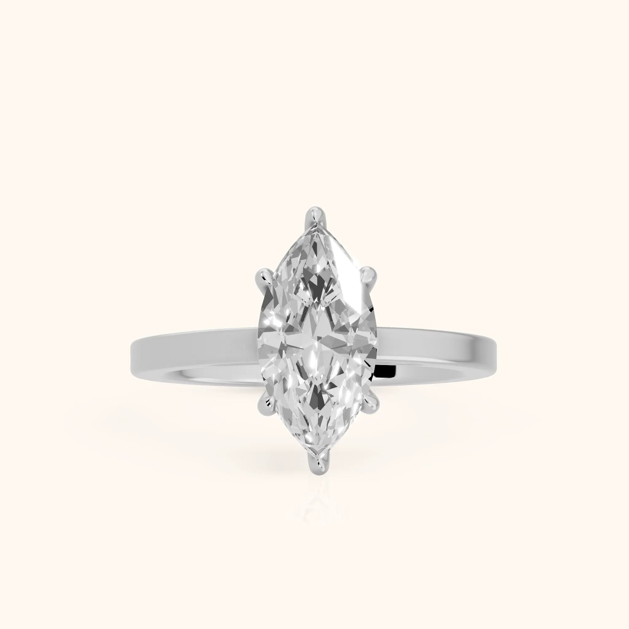 Kaia Solitaire Marquise Diamond Ring in Silver — view 1