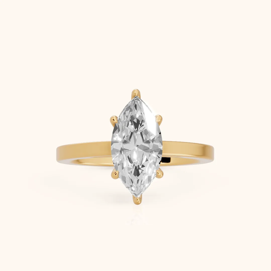 Kaia Solitaire Marquise Diamond Ring in Yellow Gold — view 2