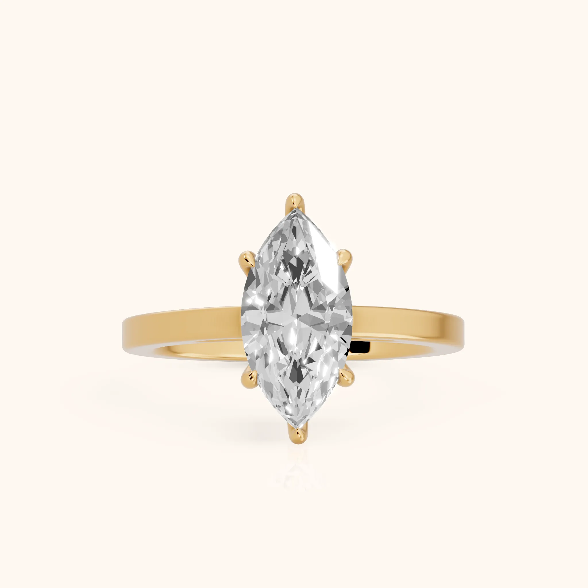 Kaia Solitaire Marquise Diamond Ring in Yellow Gold — view 1