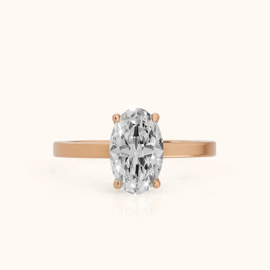 Kaia Solitaire Oval Diamond Ring in Rose Gold — view 2