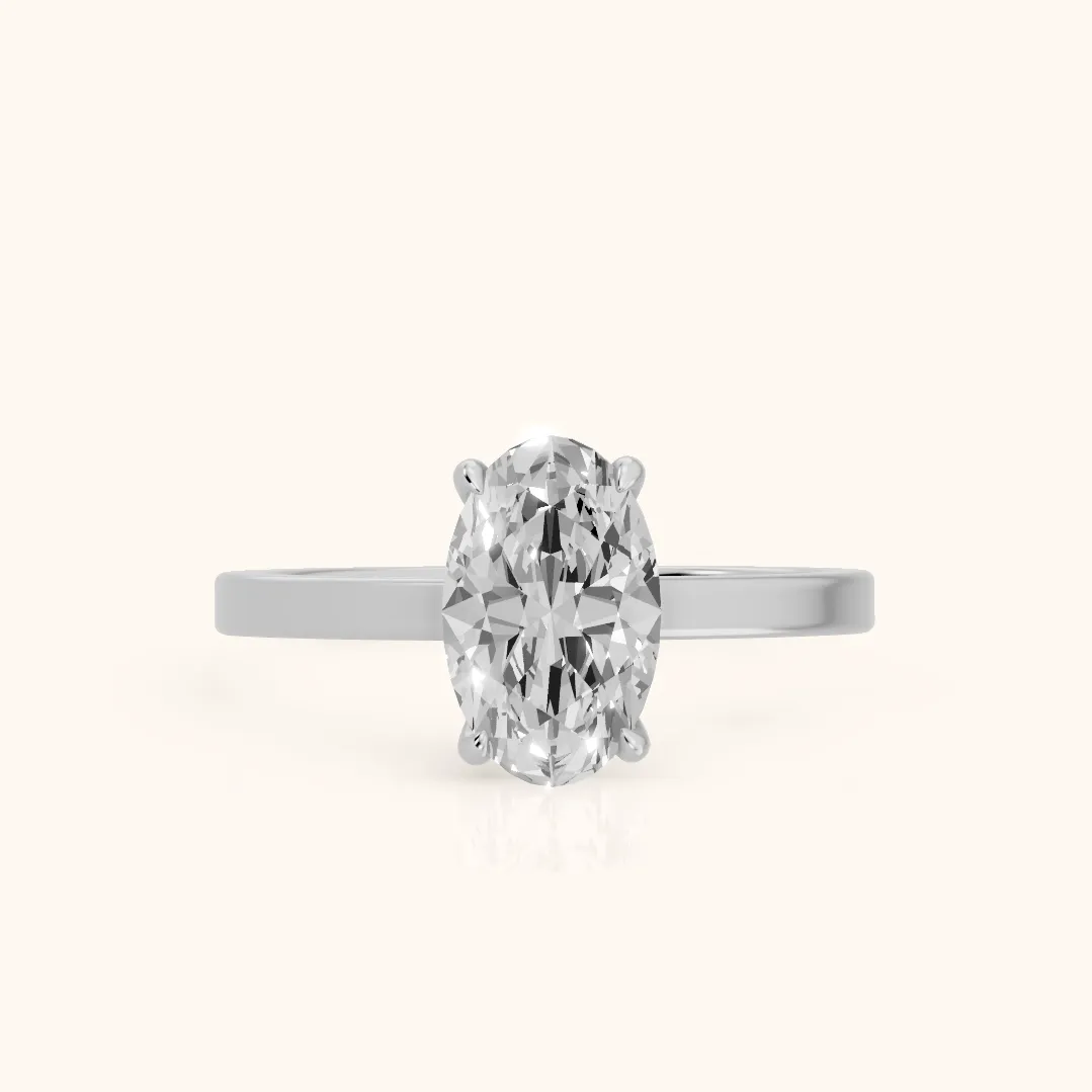 Kaia Solitaire Oval Diamond Ring in Silver — view 2
