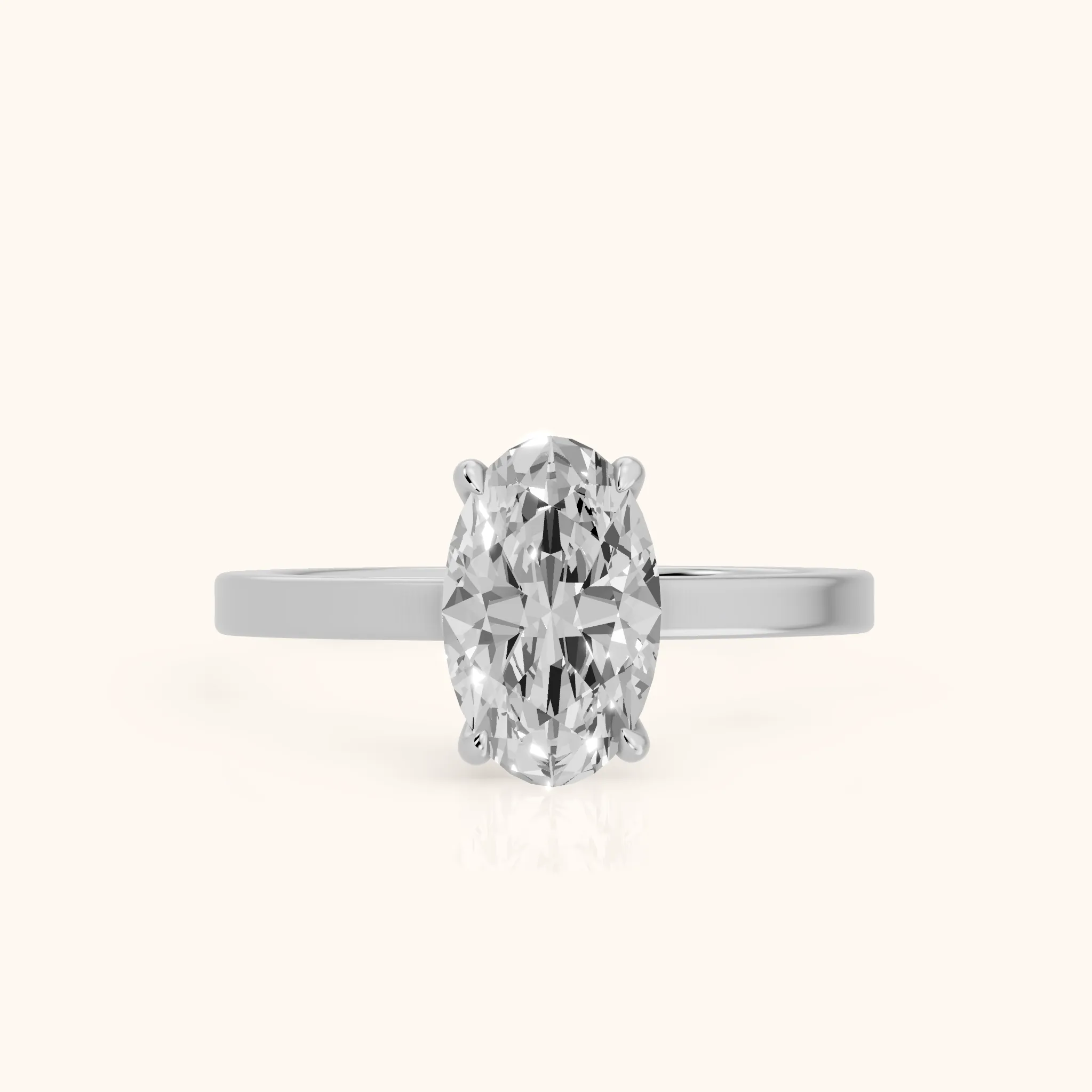 Kaia Solitaire Oval Diamond Ring in Silver — view 1