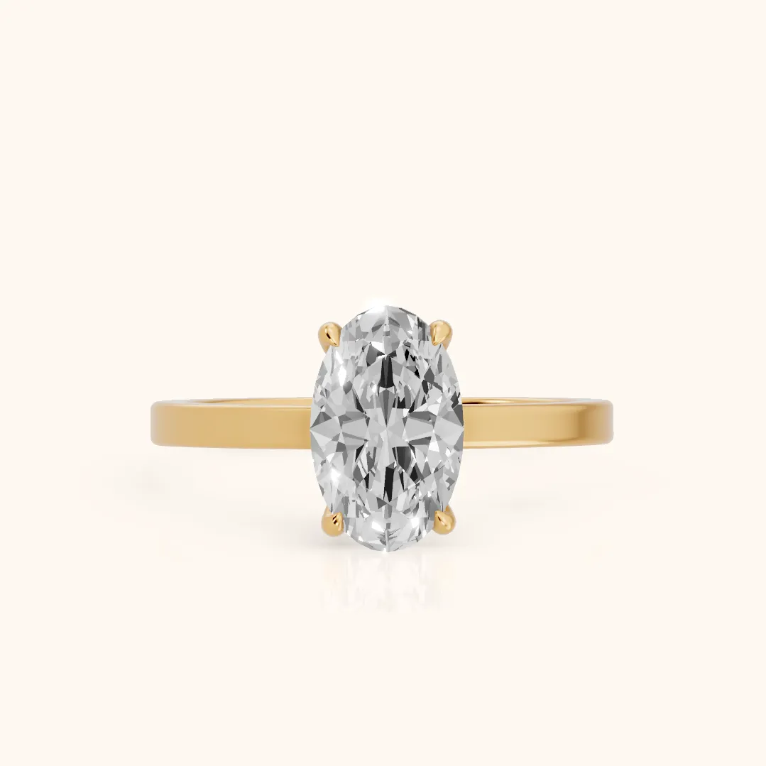 Kaia Solitaire Oval Diamond Ring in Yellow Gold — view 2