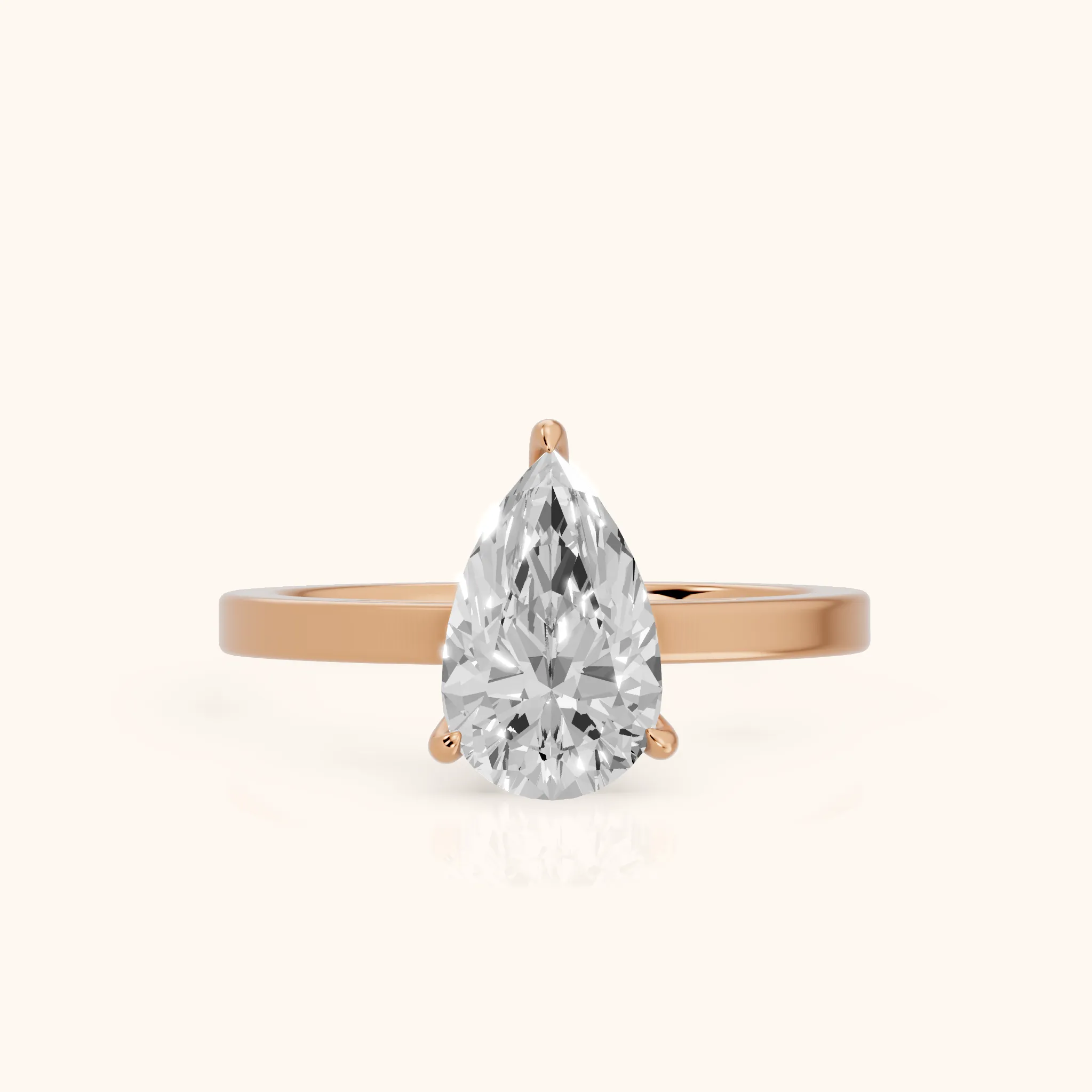 Kaia Solitaire Pear Diamond Ring in Rose Gold — view 1