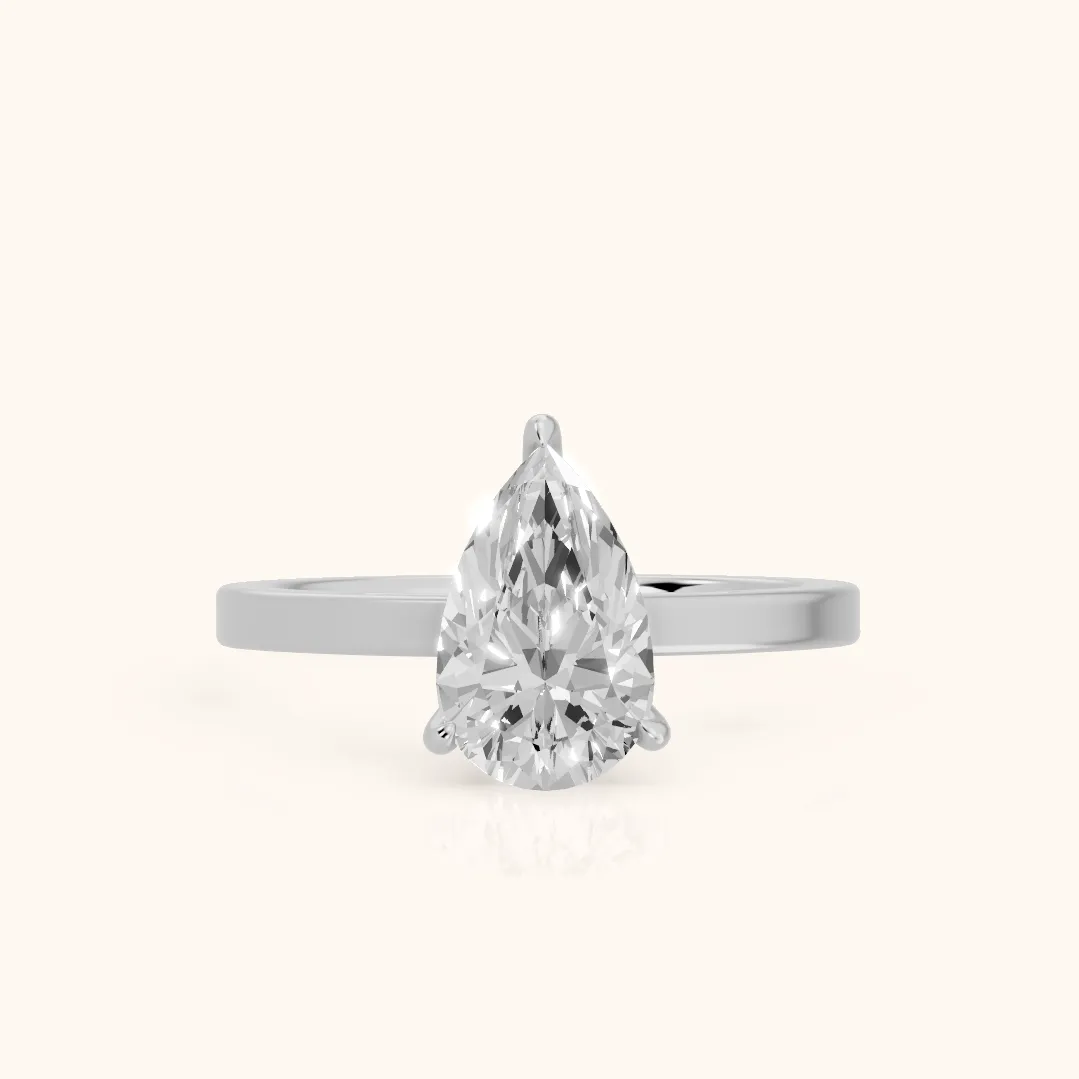Kaia Solitaire Pear Diamond Ring in Silver — view 2