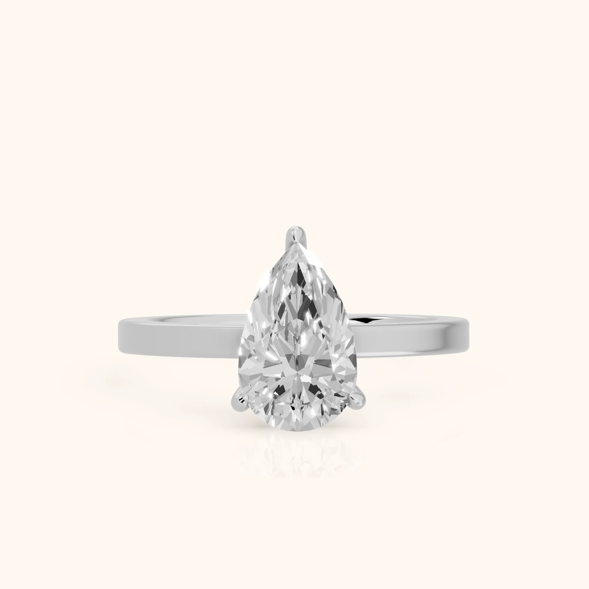 Kaia Solitaire Pear Diamond Ring in Silver — view 1