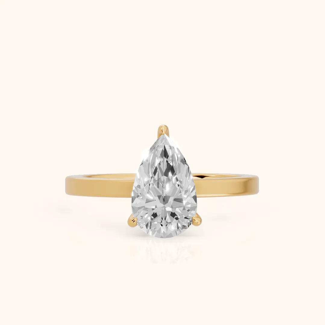 Kaia Solitaire Pear Diamond Ring in Yellow Gold — view 2