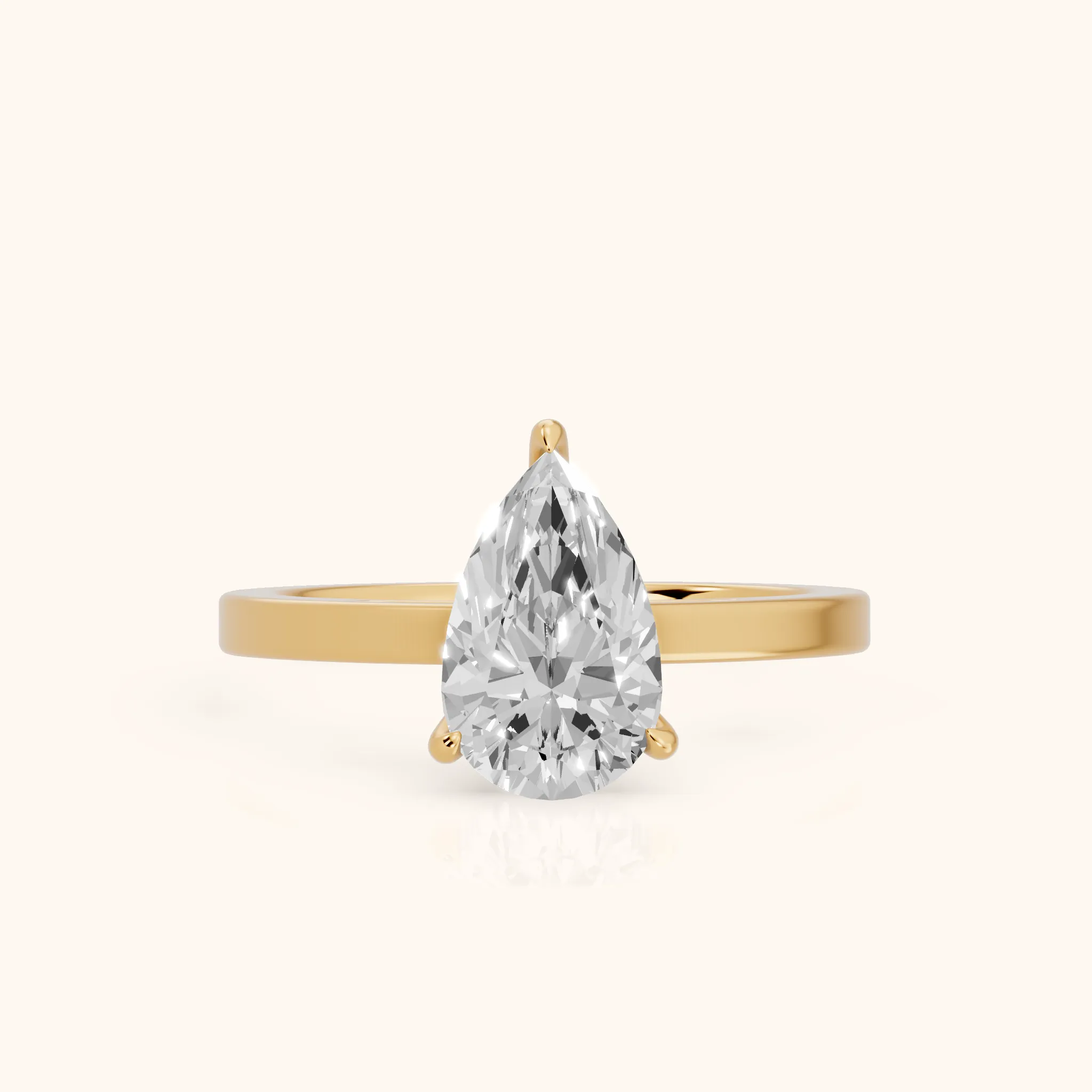 Kaia Solitaire Pear Diamond Ring in Yellow Gold — view 1
