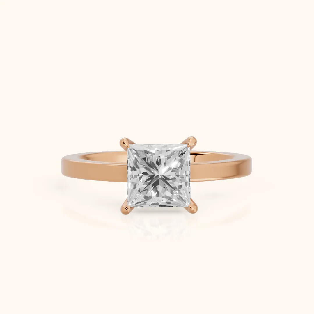 Kaia Solitaire Princess Diamond Ring in Rose Gold — view 2