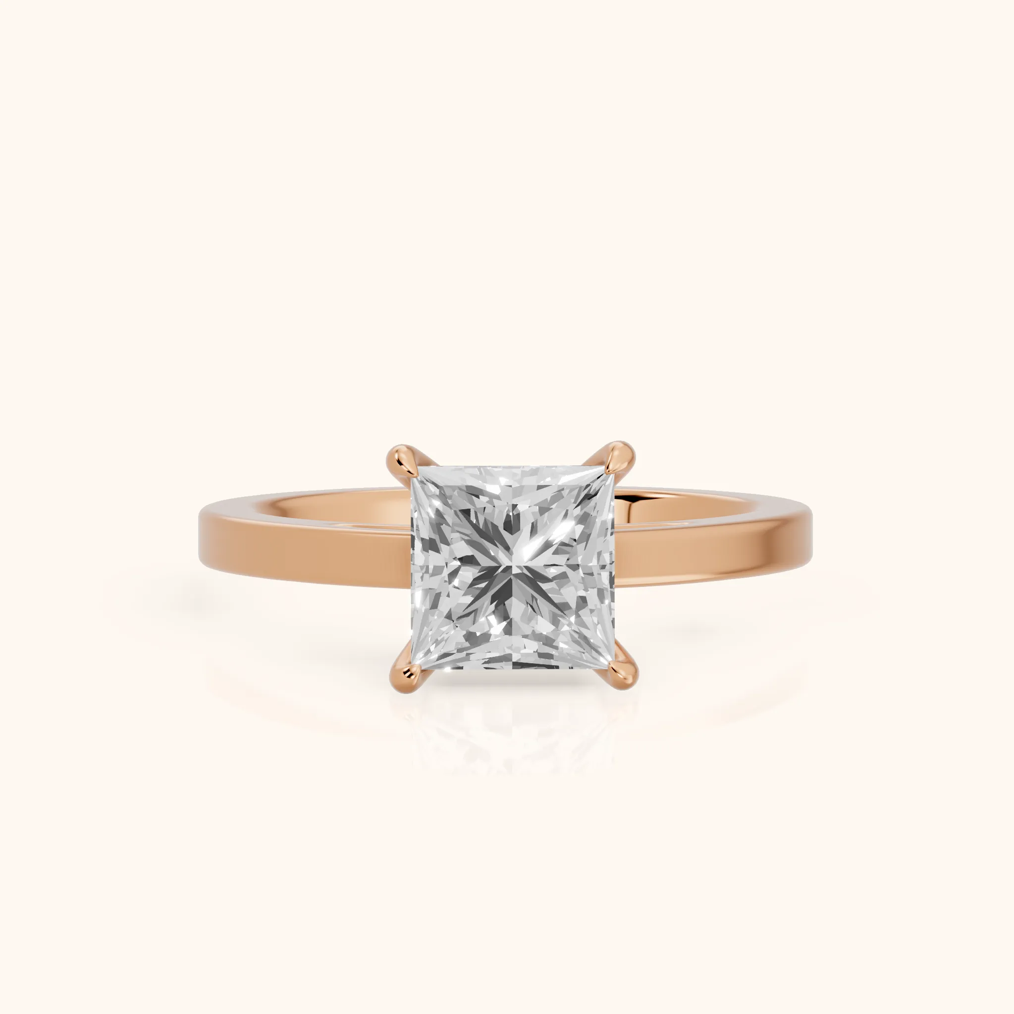 Kaia Solitaire Princess Diamond Ring in Rose Gold — view 1