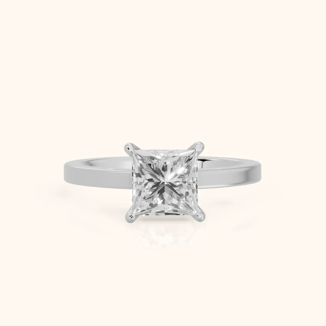 Kaia Solitaire Princess Diamond Ring in Silver — view 2