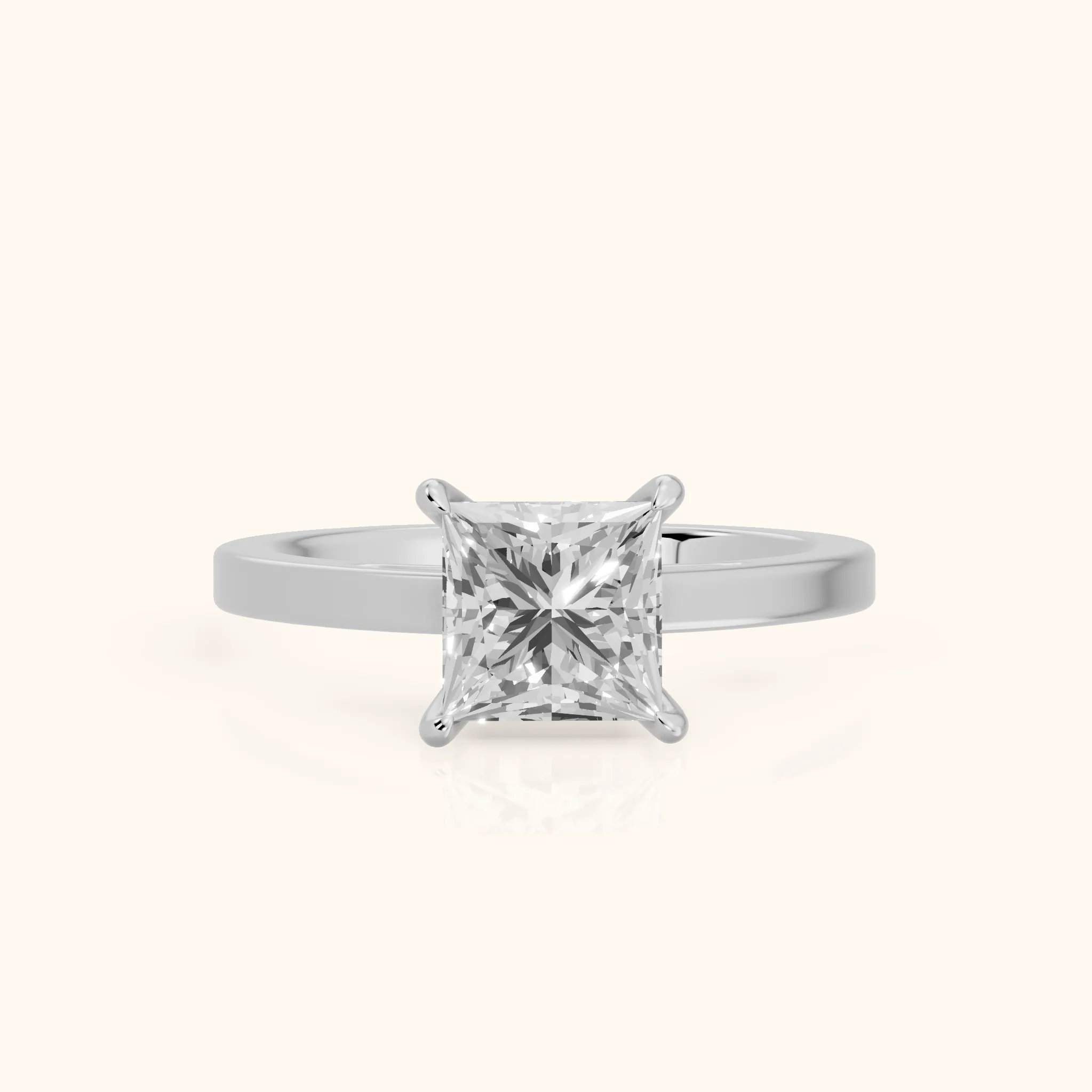 Kaia Solitaire Princess Diamond Ring in Silver — view 1
