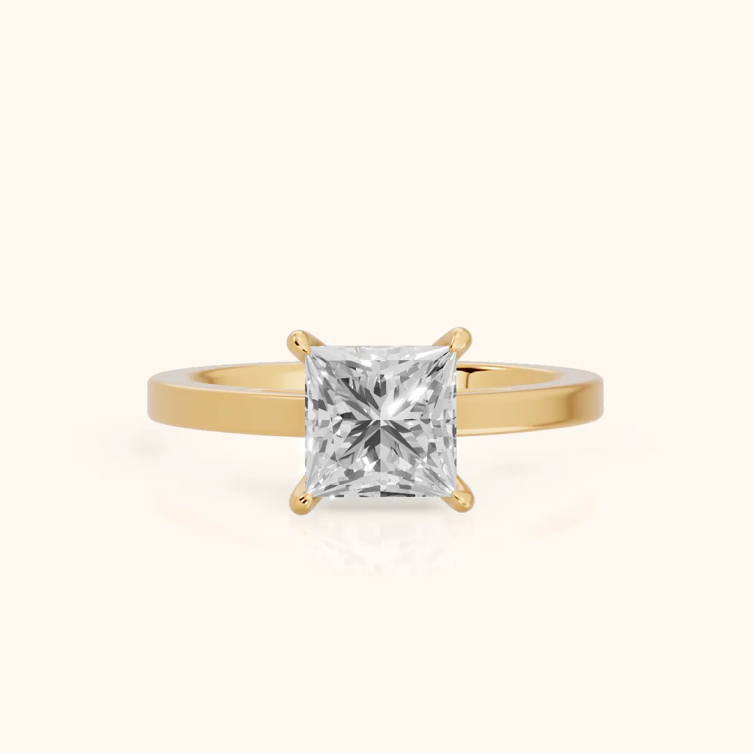 Kaia Solitaire Princess Diamond Ring in Yellow Gold — view 2