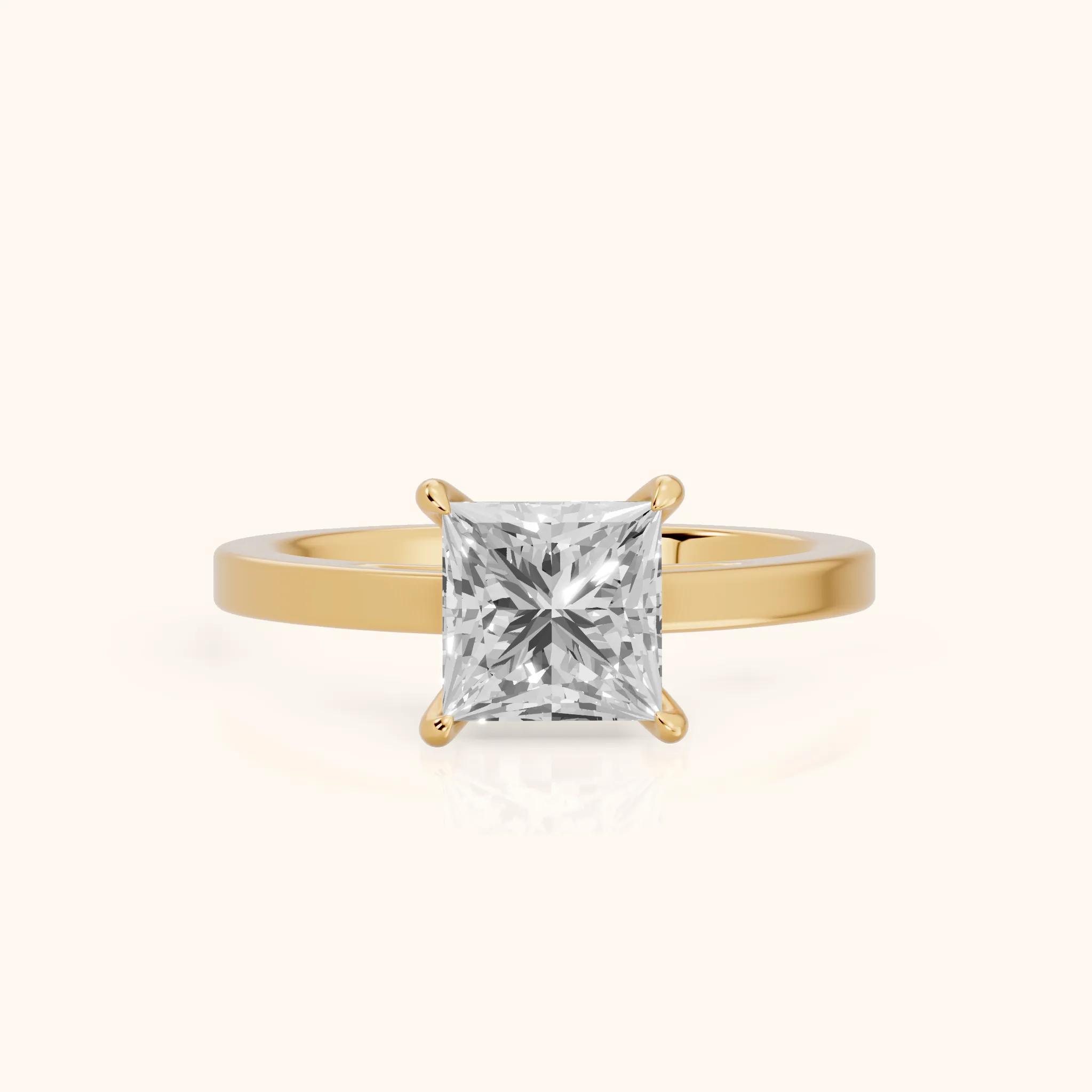 Kaia Solitaire Princess Diamond Ring in Yellow Gold — view 1