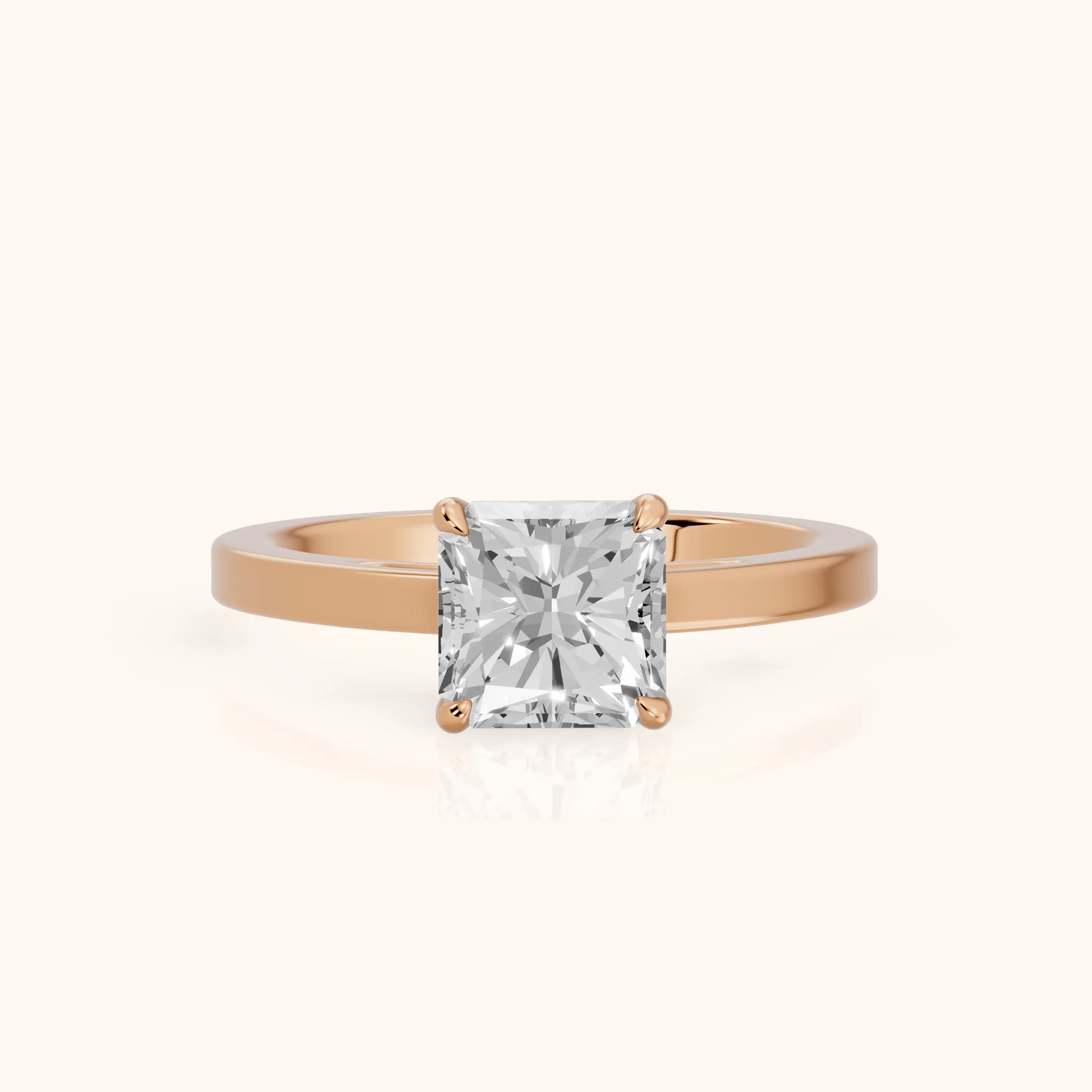 Kaia Solitaire Radiant Diamond Ring in Rose Gold — view 1