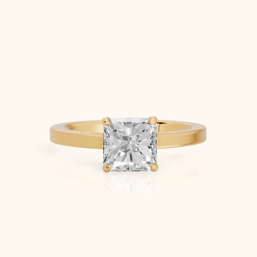 Kaia Solitaire Radiant Diamond Ring in Yellow Gold — view 2