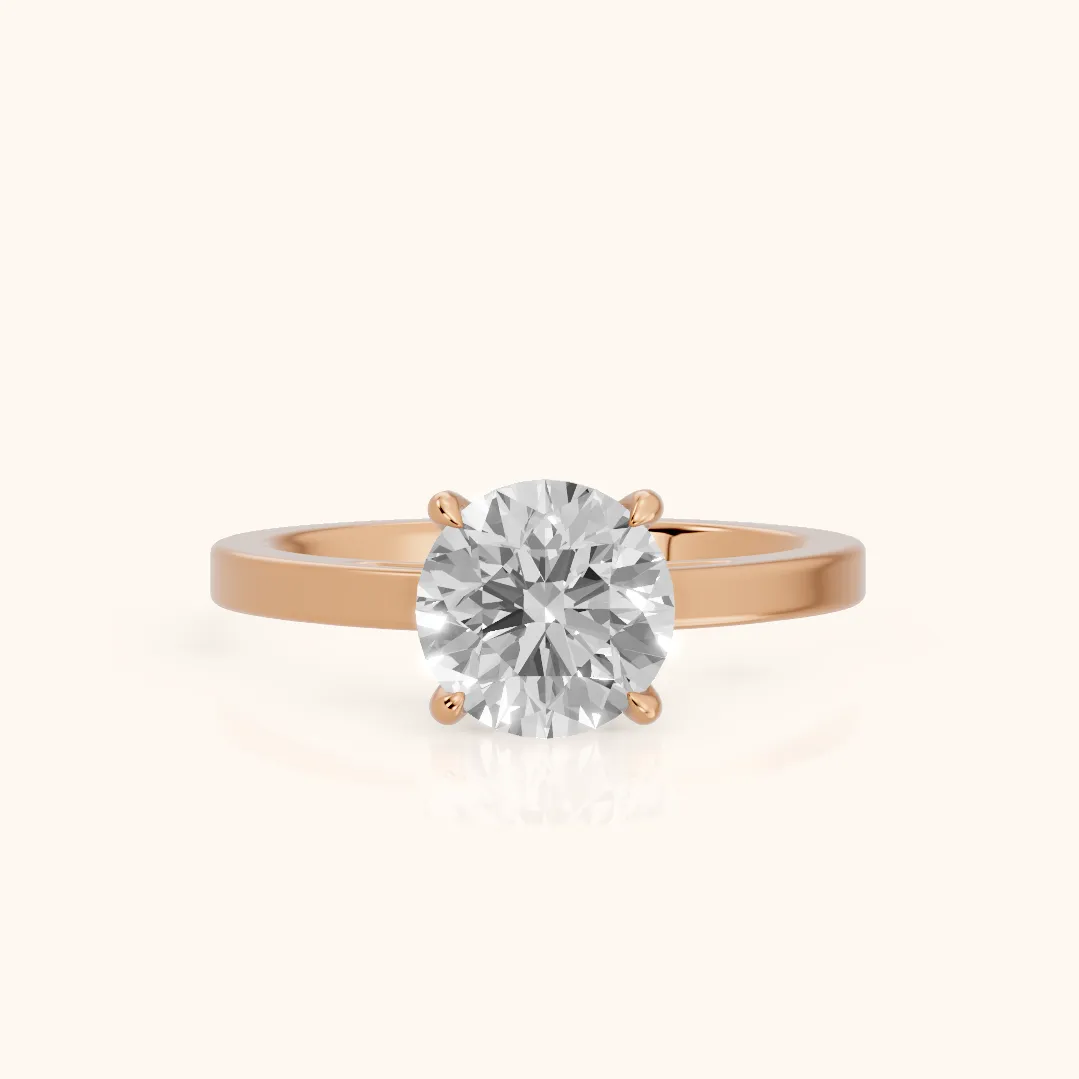 Kaia Solitaire Round Diamond Ring in Rose Gold — view 2