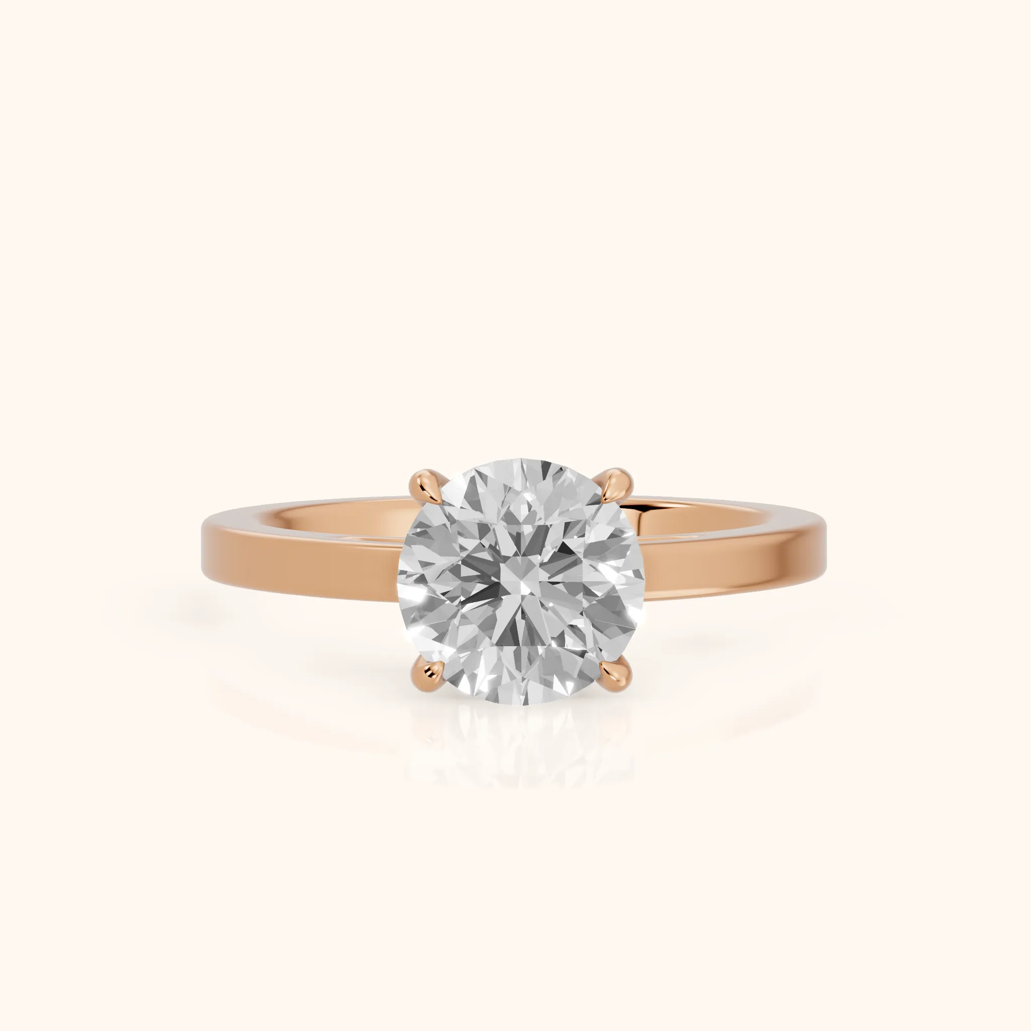 Kaia Solitaire Round Diamond Ring in Rose Gold — view 1