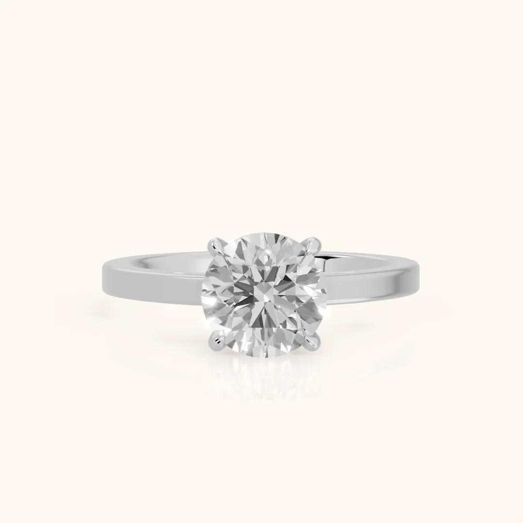 Kaia Solitaire Round Diamond Ring in Silver — view 2