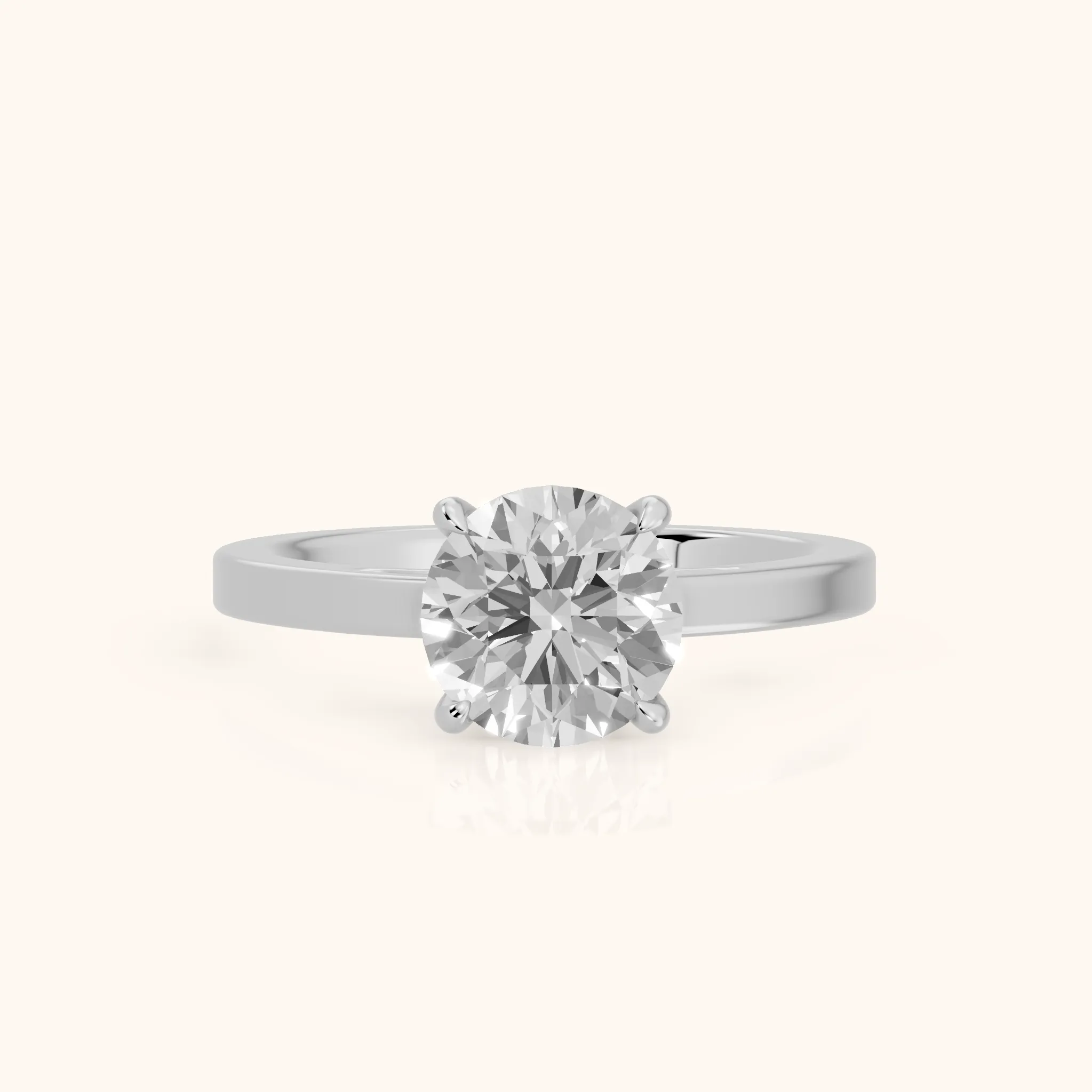 Kaia Solitaire Round Diamond Ring in Silver — view 1