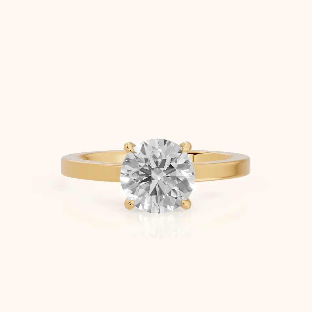 Kaia Solitaire Round Diamond Ring in Yellow Gold — view 2
