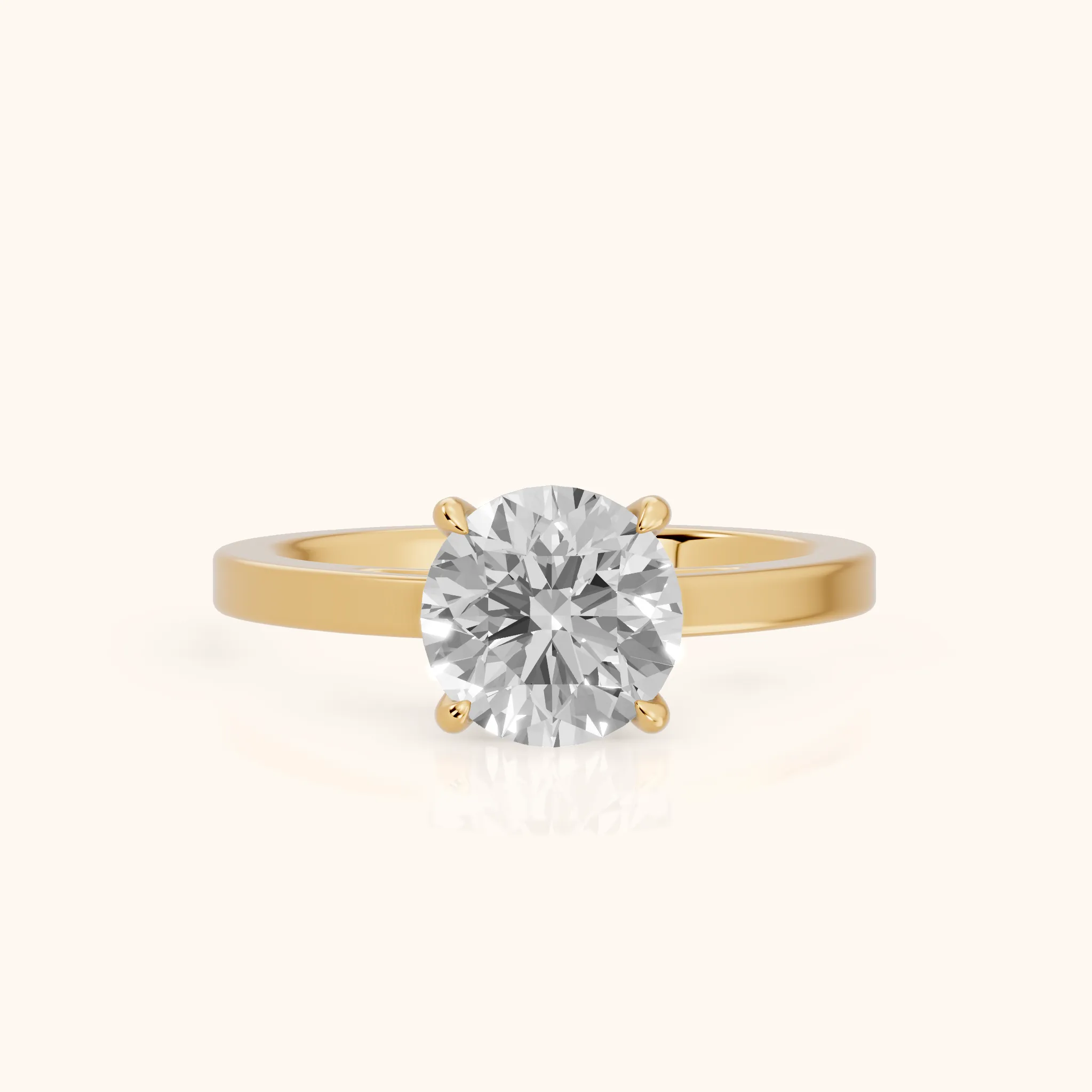 Kaia Solitaire Round Diamond Ring in Yellow Gold — view 1