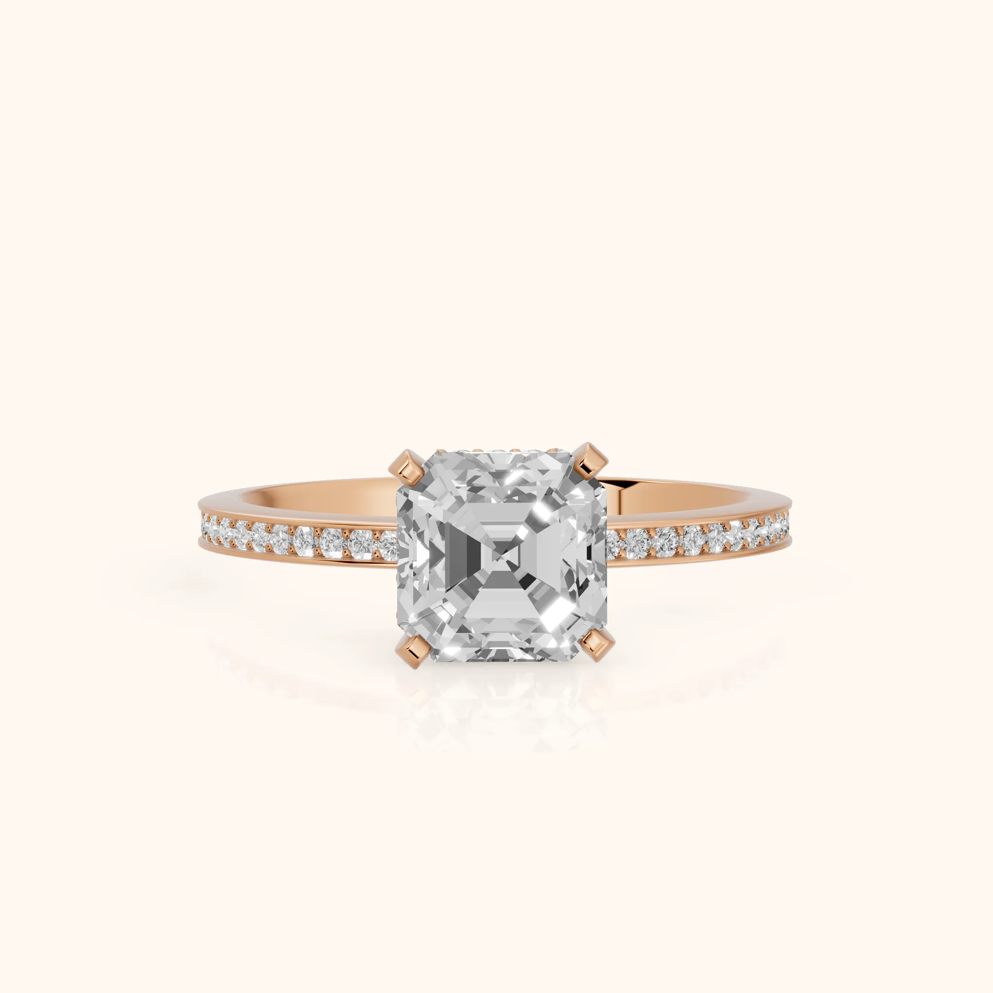 Naia Hidden Halo Asscher Diamond Ring in Rose Gold — view 1
