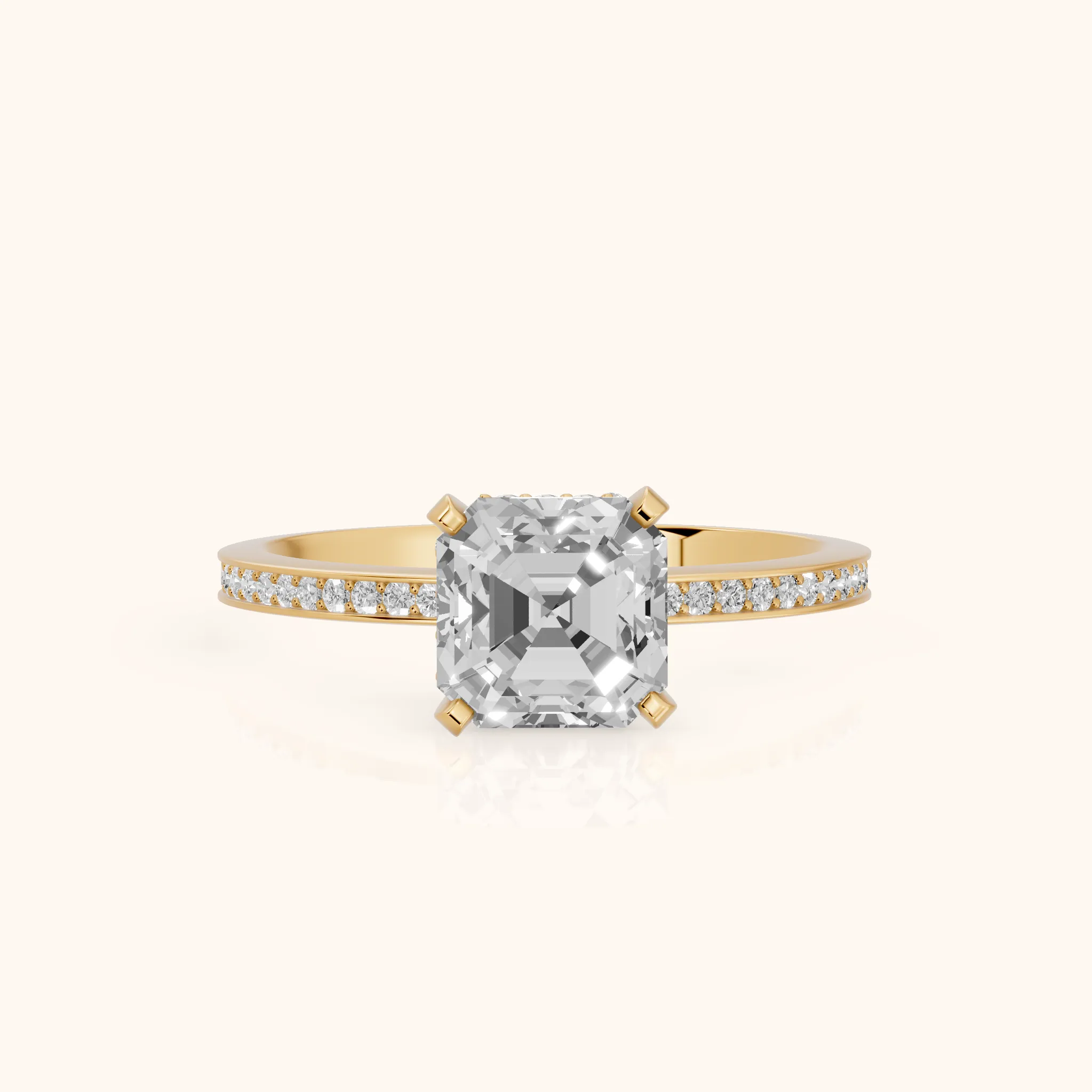 Naia Hidden Halo Asscher Diamond Ring in Yellow Gold — view 1
