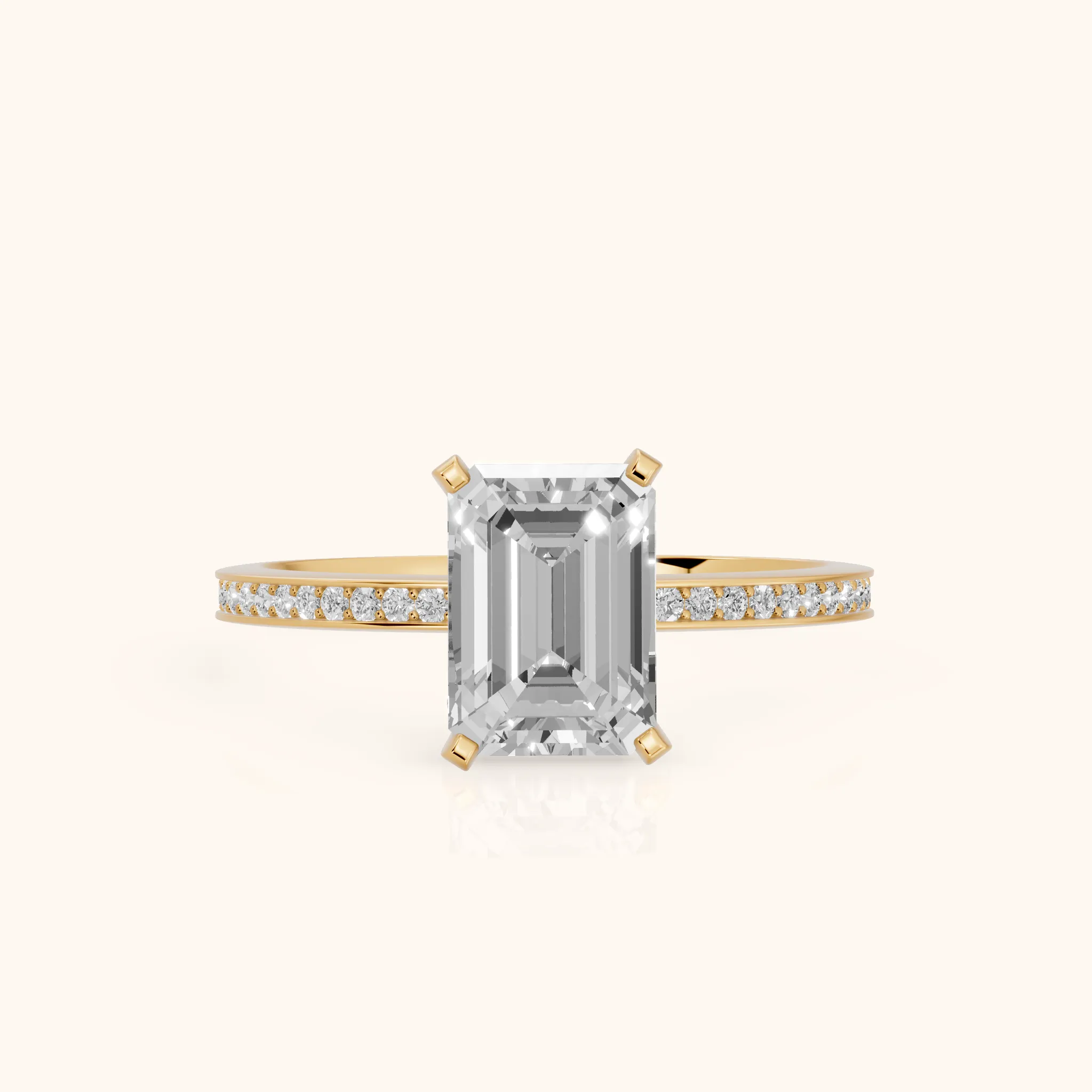 Naia Hidden Halo Emerald Diamond Ring in Yellow Gold — view 1