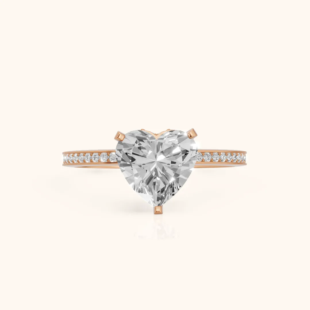 Naia Hidden Halo Heart Diamond Ring in Rose Gold — view 2