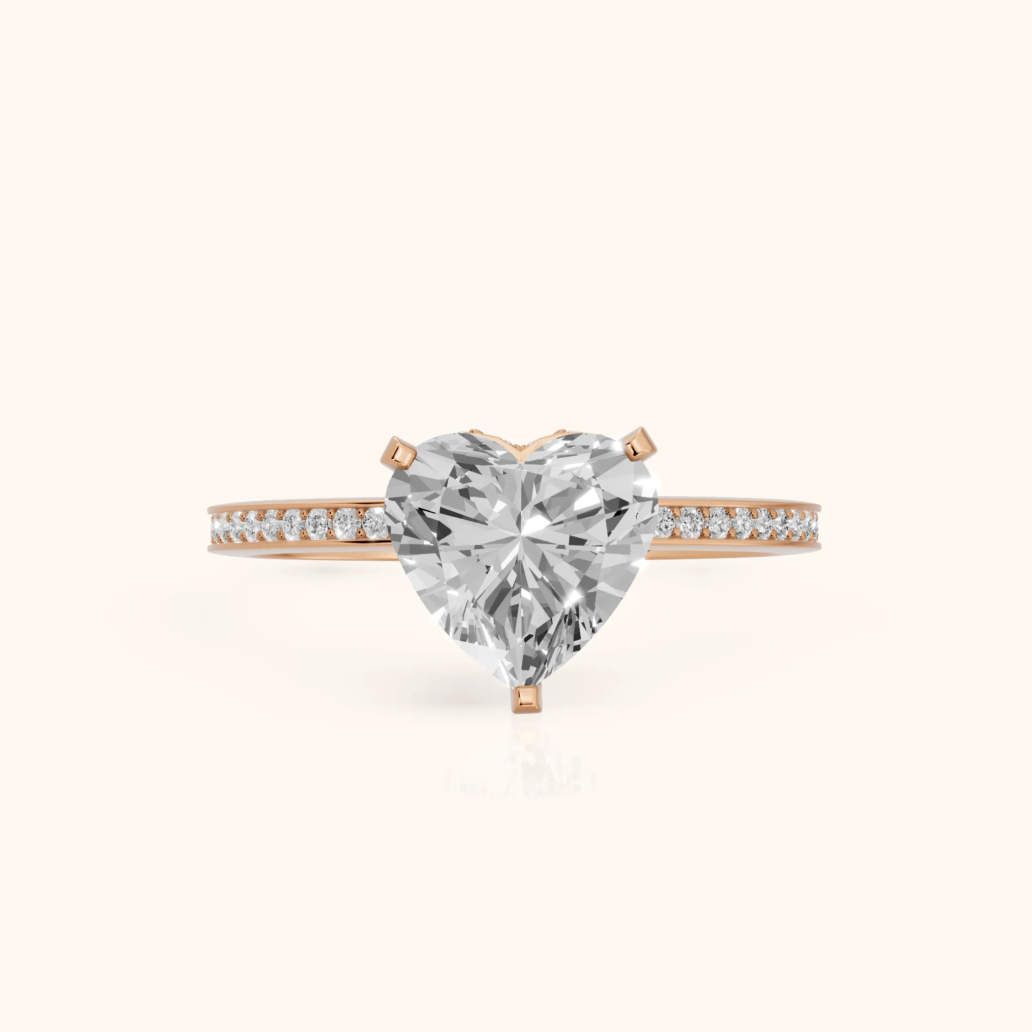 Naia Hidden Halo Heart Diamond Ring in Rose Gold — view 1