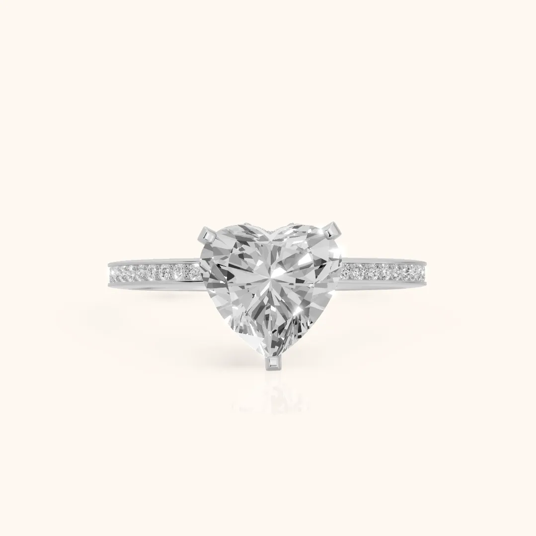 Naia Hidden Halo Heart Diamond Ring in Silver — view 2