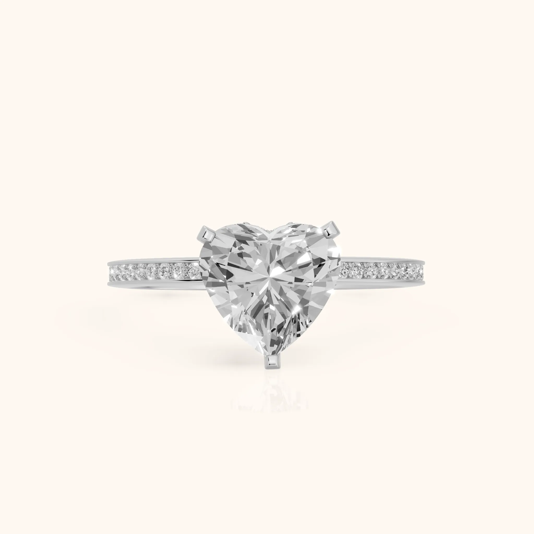 Naia Hidden Halo Heart Diamond Ring in Silver — view 1