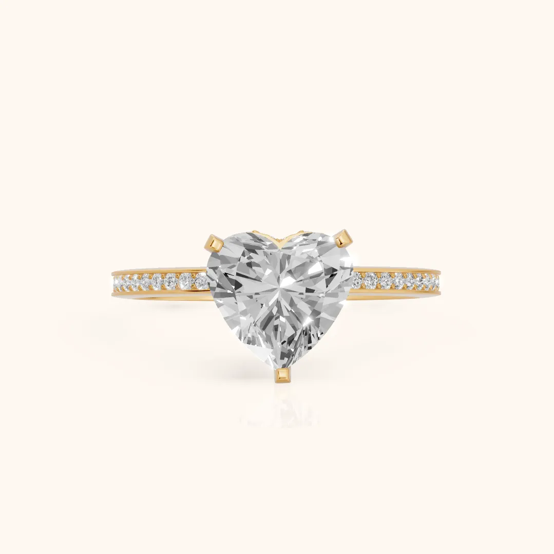 Naia Hidden Halo Heart Diamond Ring in Yellow Gold — view 2