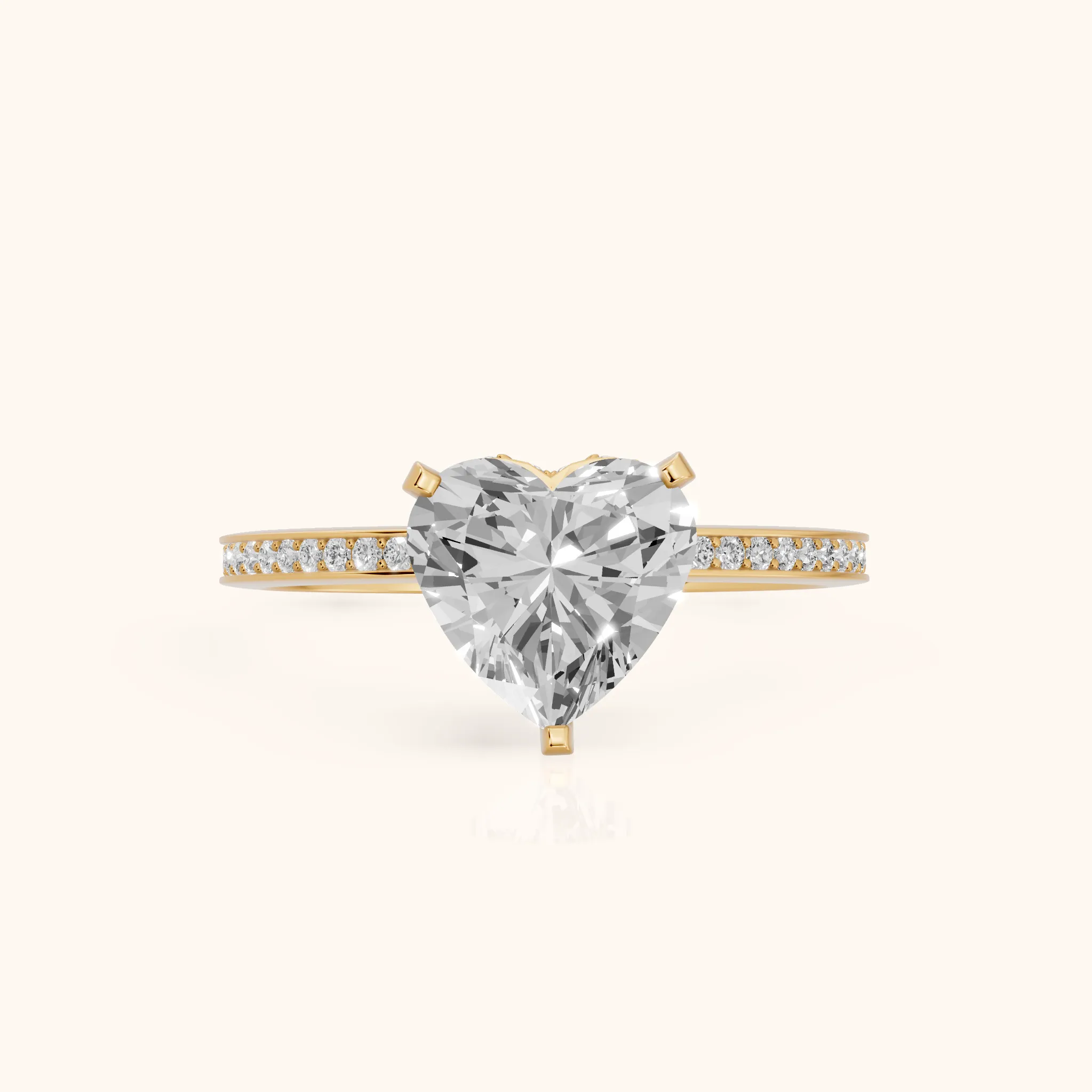 Naia Hidden Halo Heart Diamond Ring in Yellow Gold — view 1
