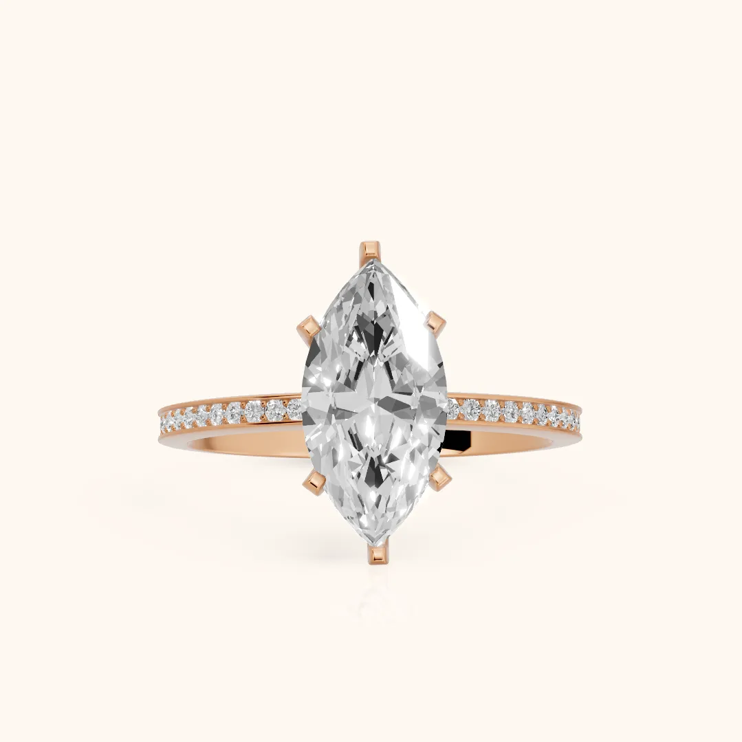 Naia Hidden Halo Marquise Diamond Ring in Rose Gold — view 2