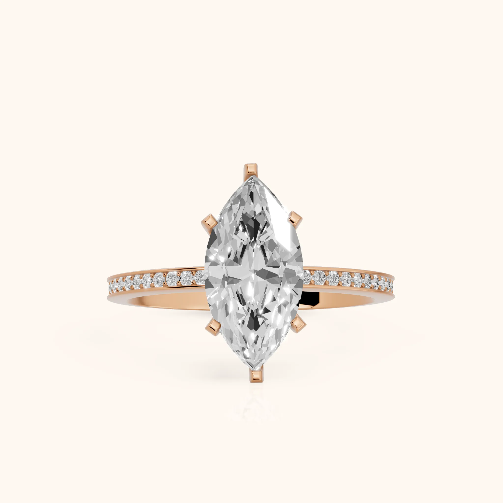 Naia Hidden Halo Marquise Diamond Ring in Rose Gold — view 1