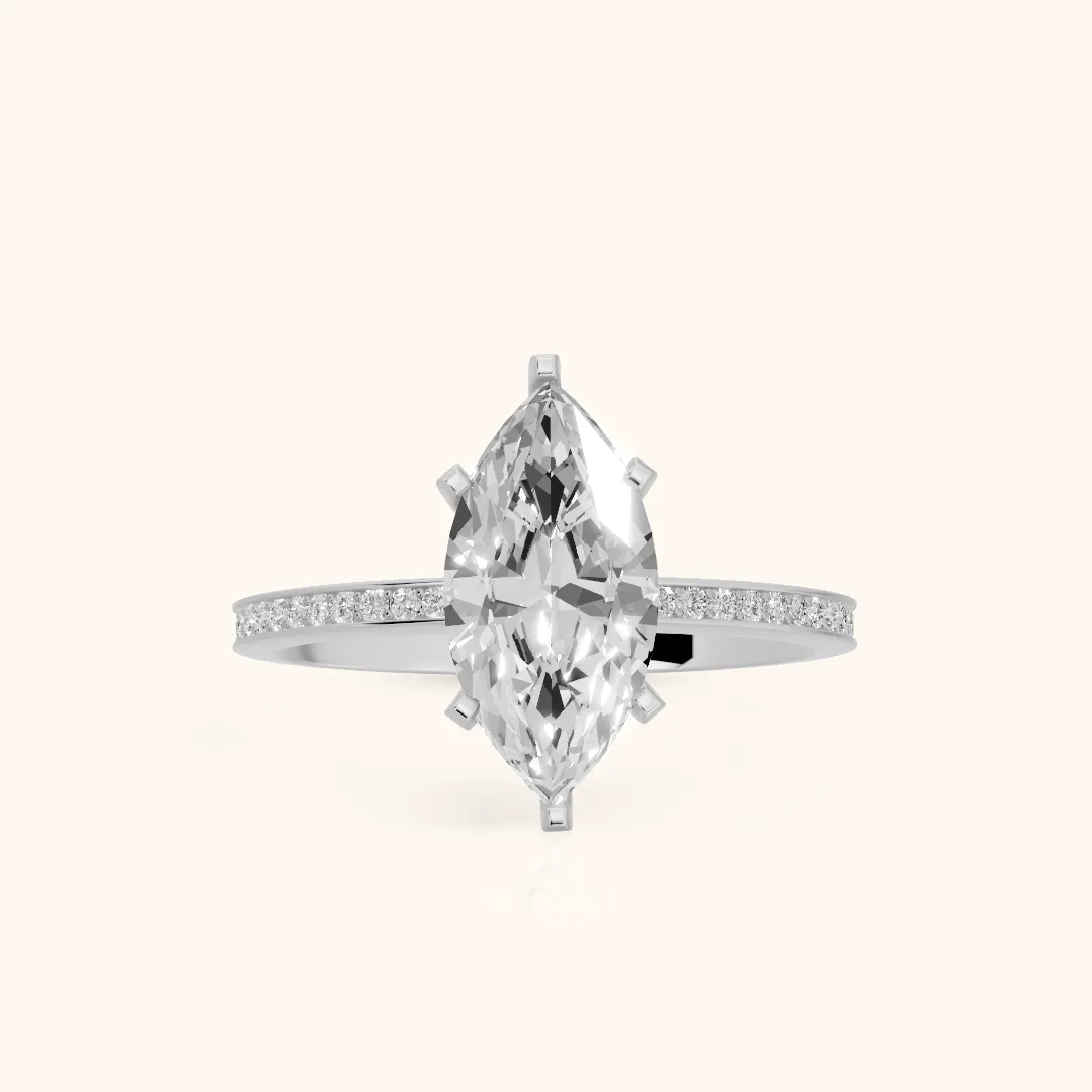 Naia Hidden Halo Marquise Diamond Ring in Silver — view 2