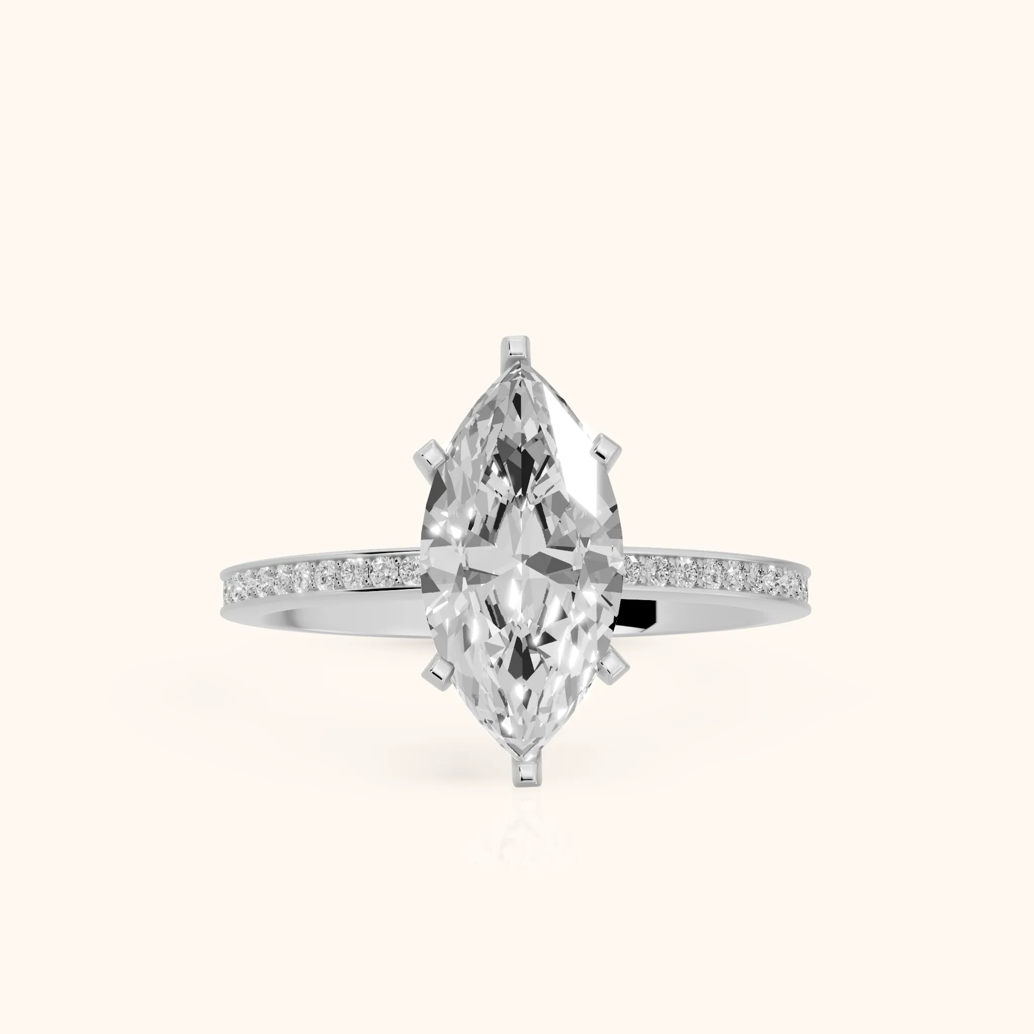 Naia Hidden Halo Marquise Diamond Ring in Silver — view 1