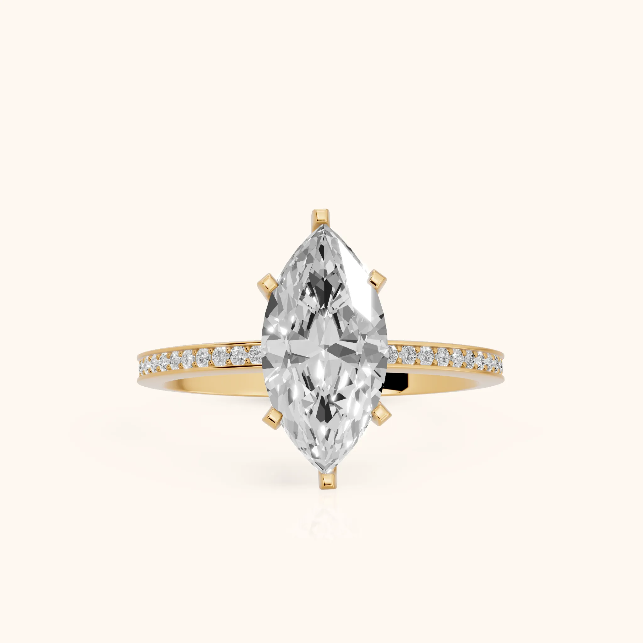 Naia Hidden Halo Marquise Diamond Ring in Yellow Gold — view 1