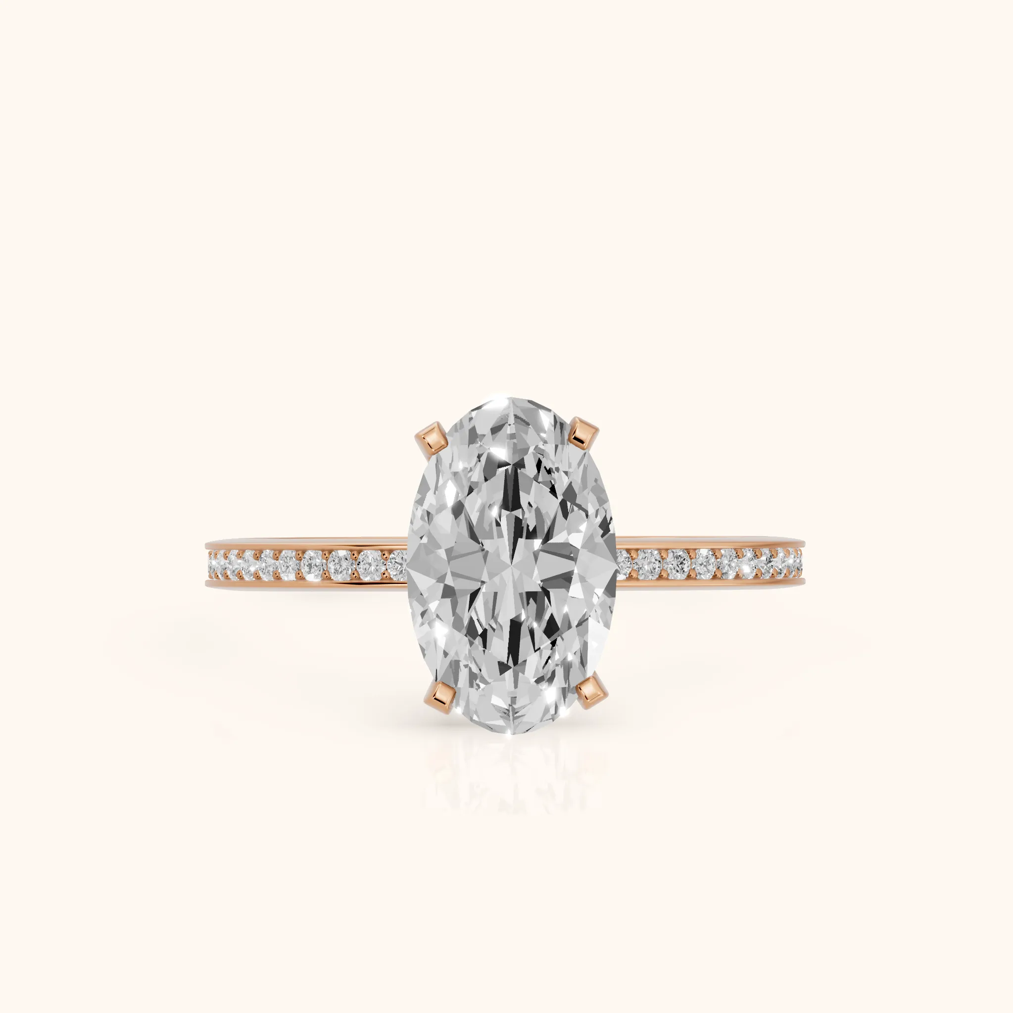 Naia Hidden Halo Oval Diamond Ring in Rose Gold — view 1