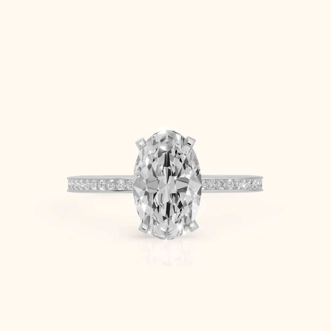 Naia Hidden Halo Oval Diamond Ring in White Gold — view 2
